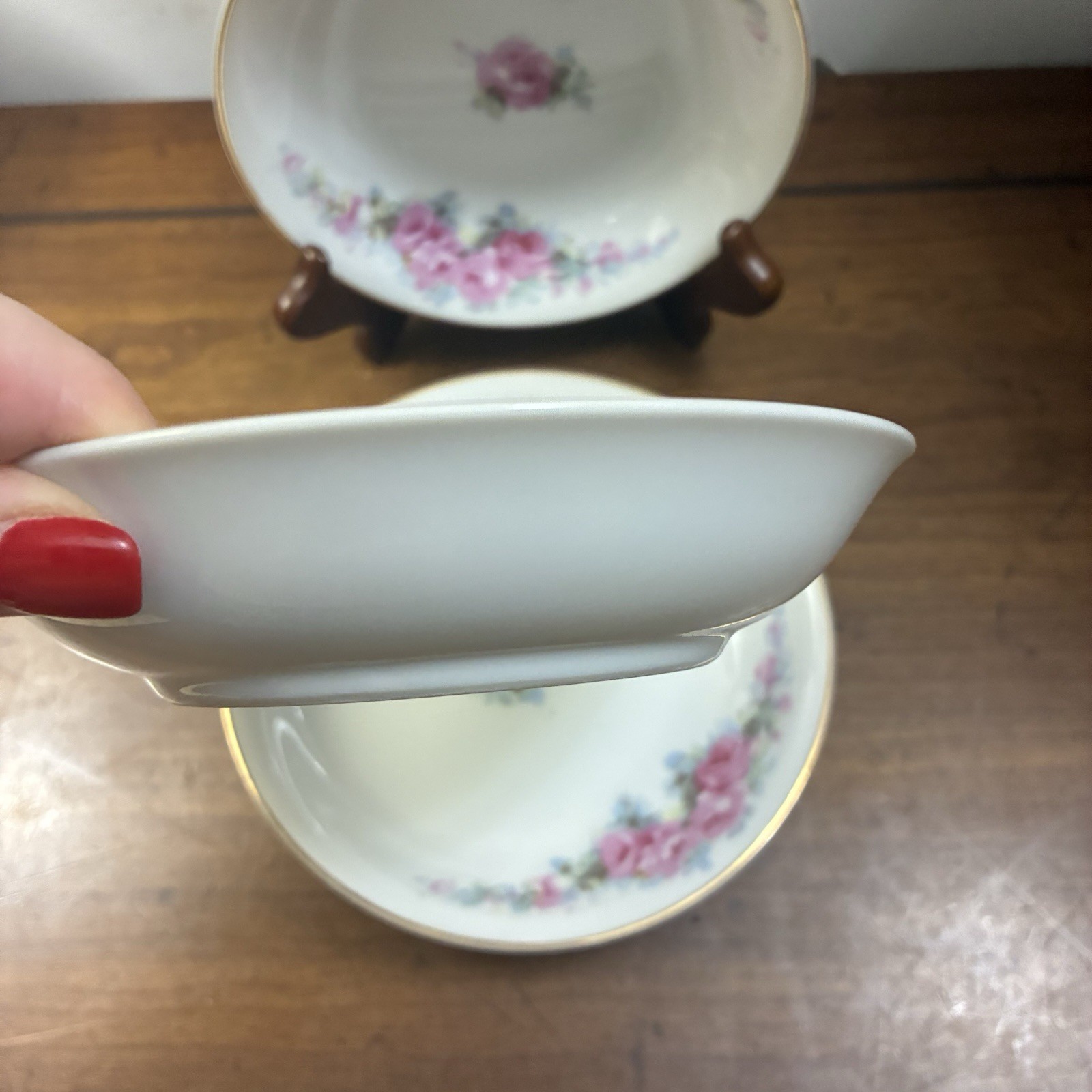 6 Vintage Fine China Corona Fruit Dessert Bowl Pink Roses Made In Occupied Japan