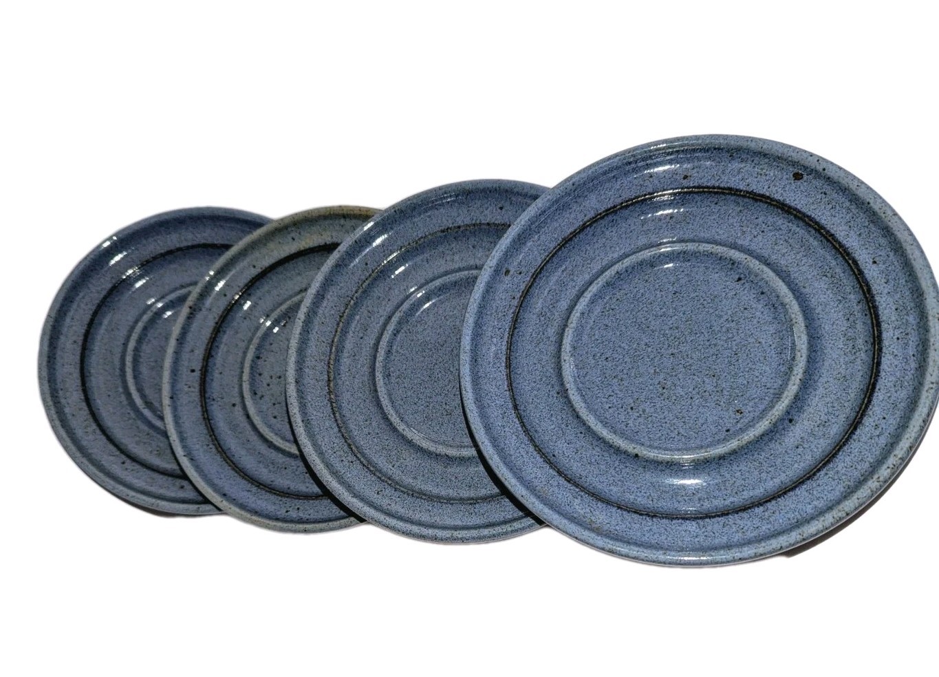 Vtg Dansk Nielstone Blue Saucers Speckled Large 6⅞” Made in Japan A+! x4 Plates