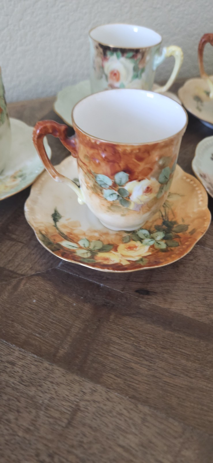 Vintage AKD France Floral Cup & Saucer Set of 5 (10 Pieces)