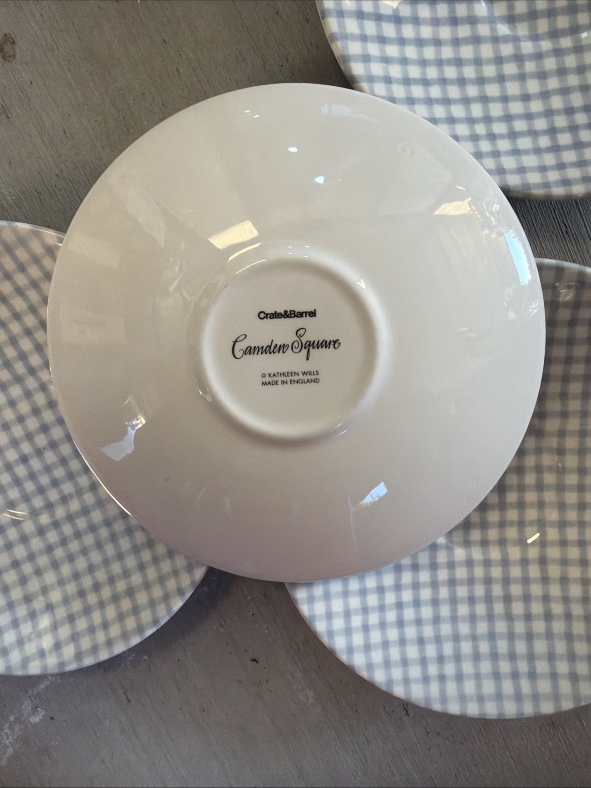 4 Crate & Barrel Camden Square Saucer, Kathleen Wills Design, Made in England