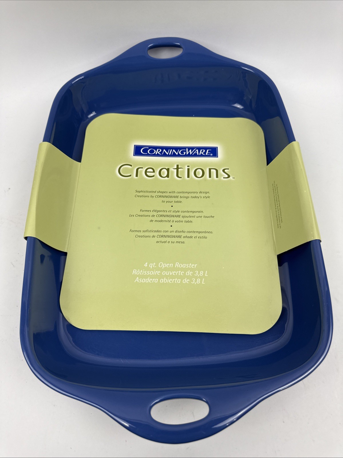 CorningWare Creations Stoneware Blue Baking Casserole Dish 4QT 14X11”HEAVY