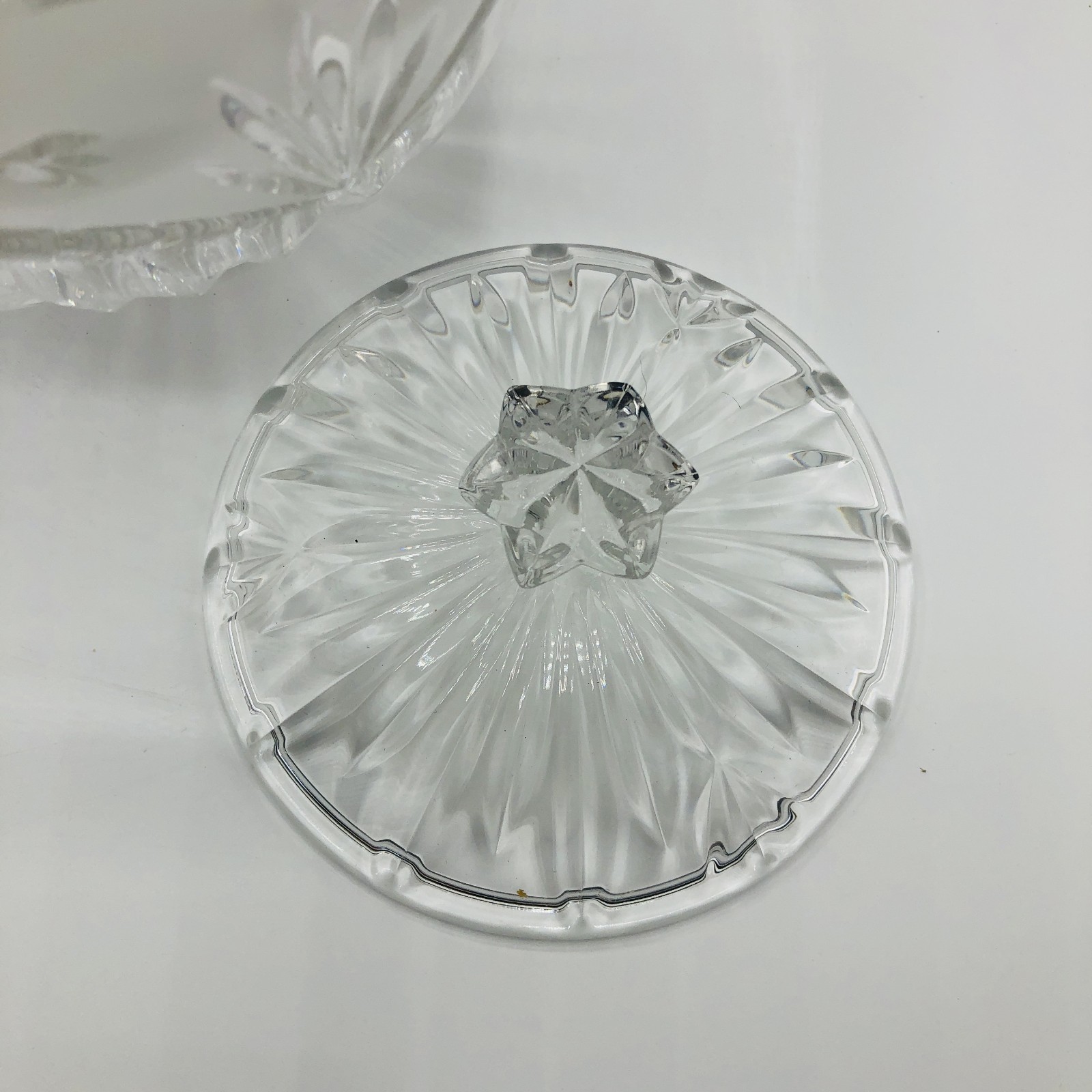 Vintage Clear & Frosted Glass Covered Candy Dish with Lid