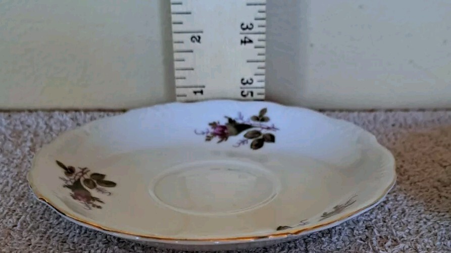 Vintage Moss Rose Saucers Set 2 5″ Plates
