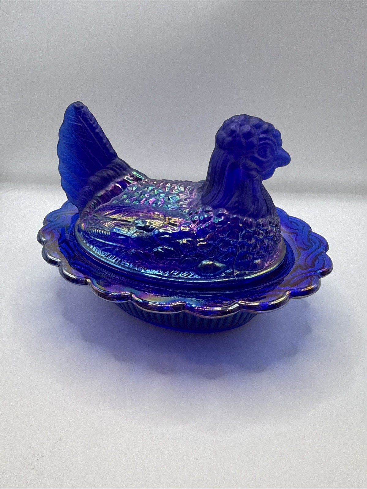 Mosser Limited Edition Signed Hen on Nest (64 of 100) Cobalt Satin Head And Tail