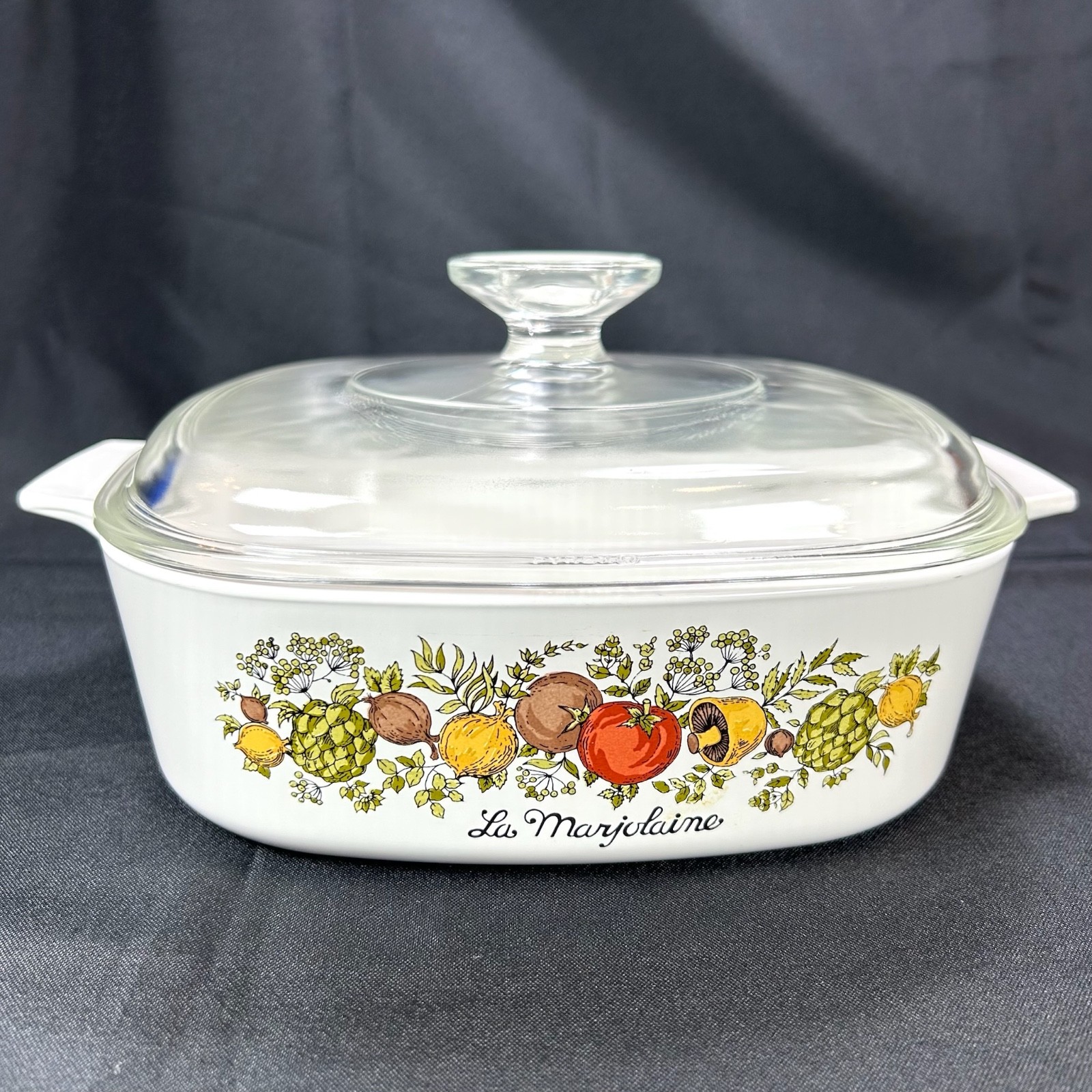 Vintage Corning Ware Spice of Life/La Marjolaine A-2-B 2 Quart w/ Pyrex Lid EUC