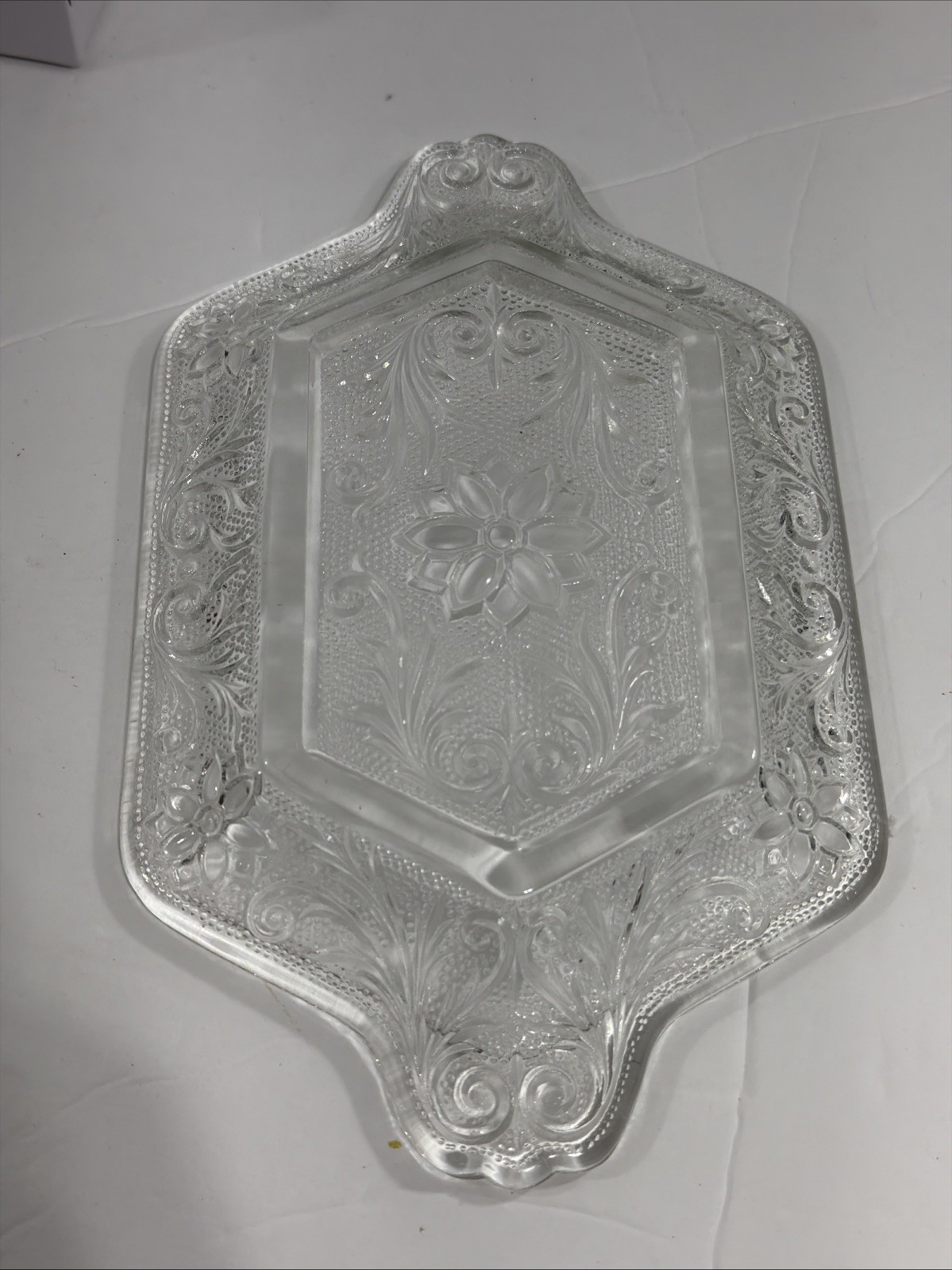 Vintage Indiana Glass Sandwich Pattern Clear Glass Tray 9 ¼” In Length