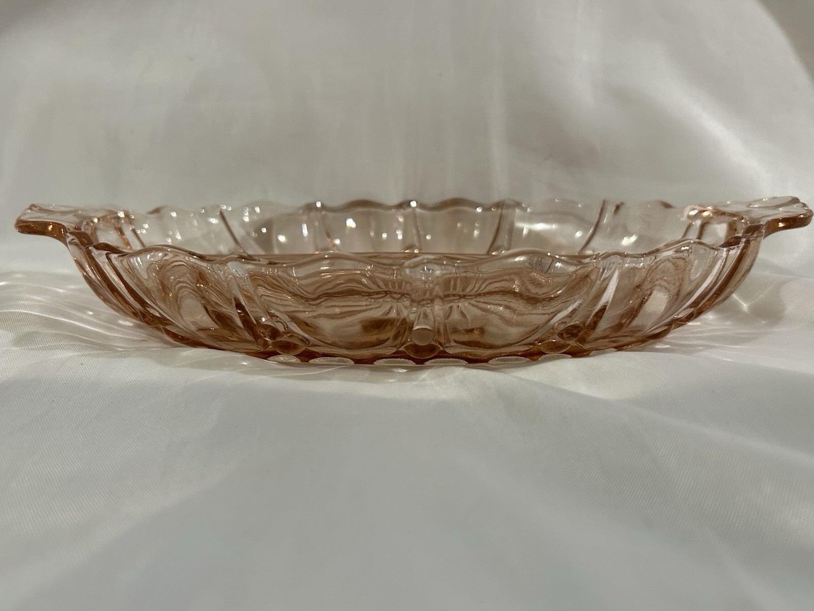 Vtg Pink Depression Glass Oyster and Pearl Divided Relish Tray Anchor Hocking