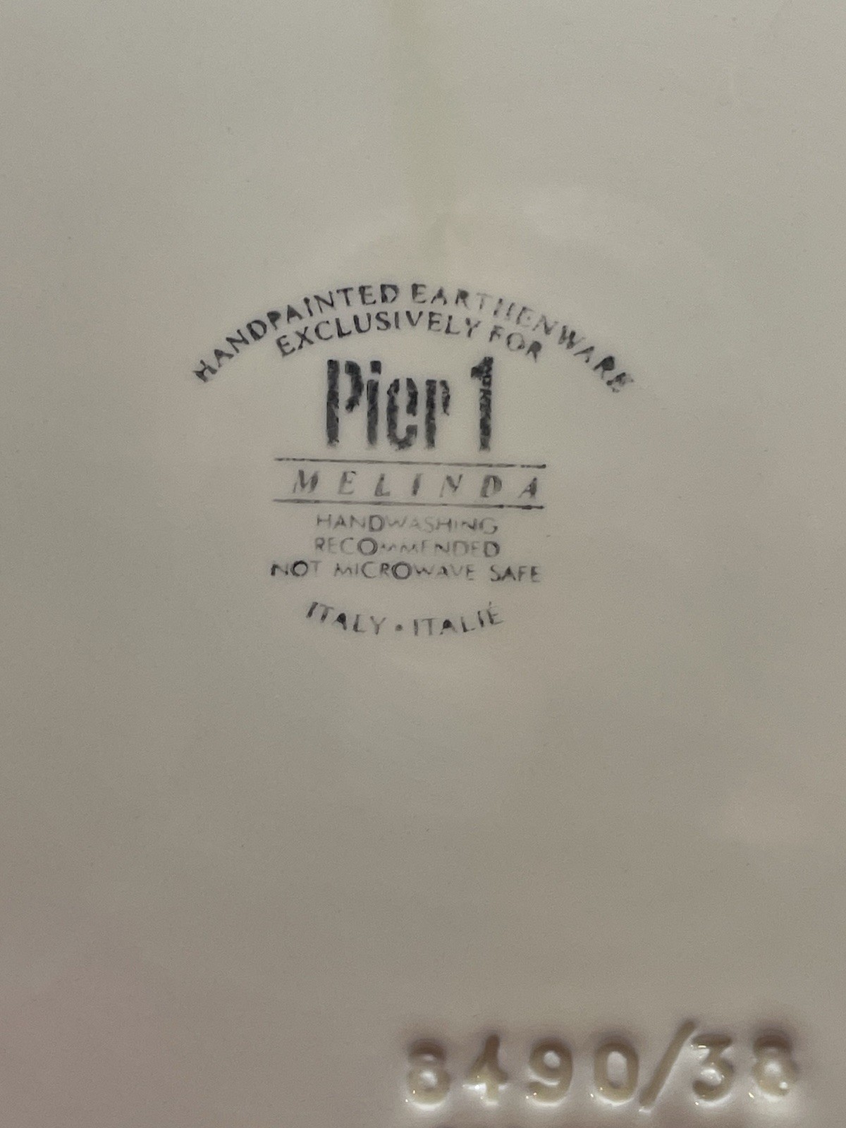 Pier 1 Melinda 15” handpainted blue fruit charger platter Italy earthenware