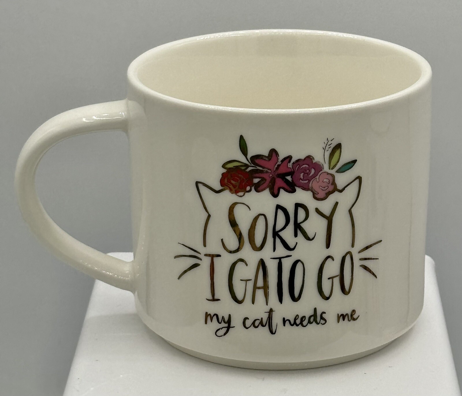 Threshold Target Porcelain Coffee Mug I Gato Go My Cat Needs Me Funny Cat Saying