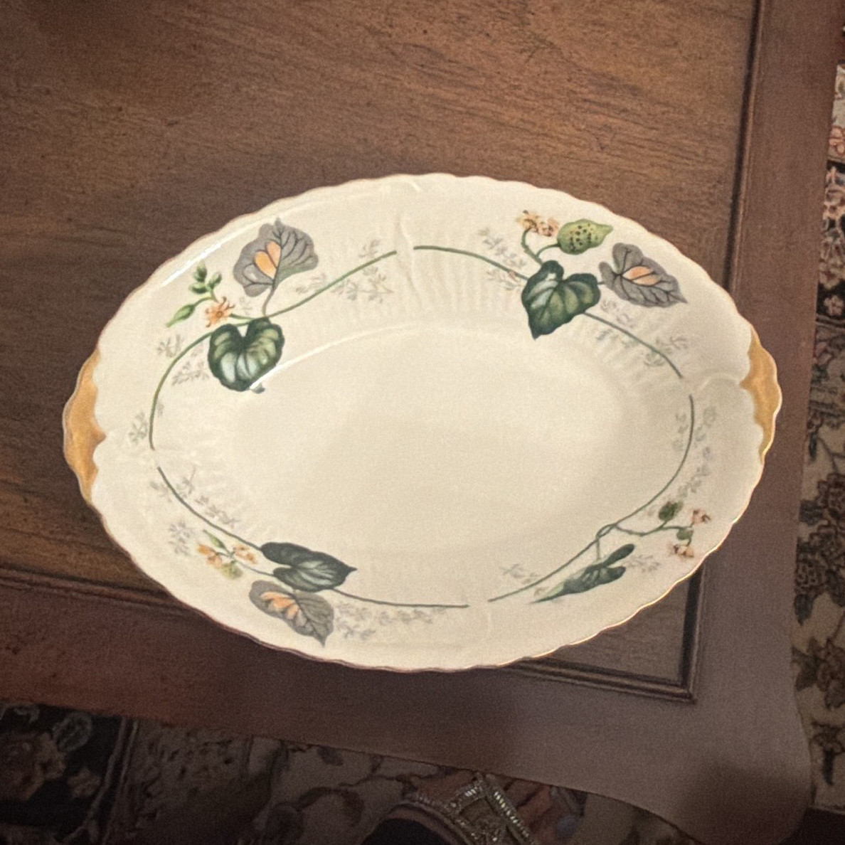 Johann Haviland Oval Porcelain Platter Floral Scalloped Edge White Pink Green