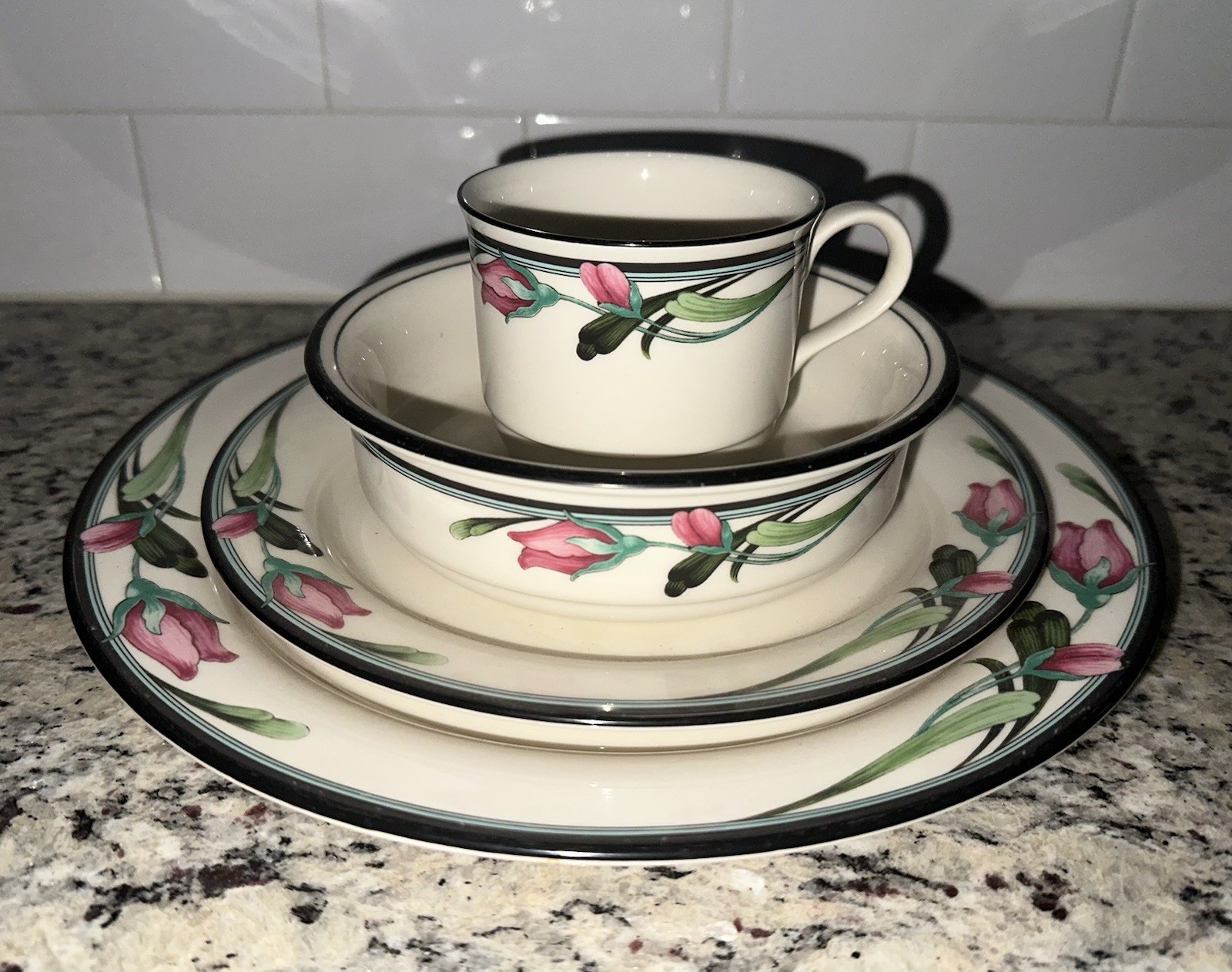 Lenox Chinastone Midnight Blossoms Four Piece Place Setting