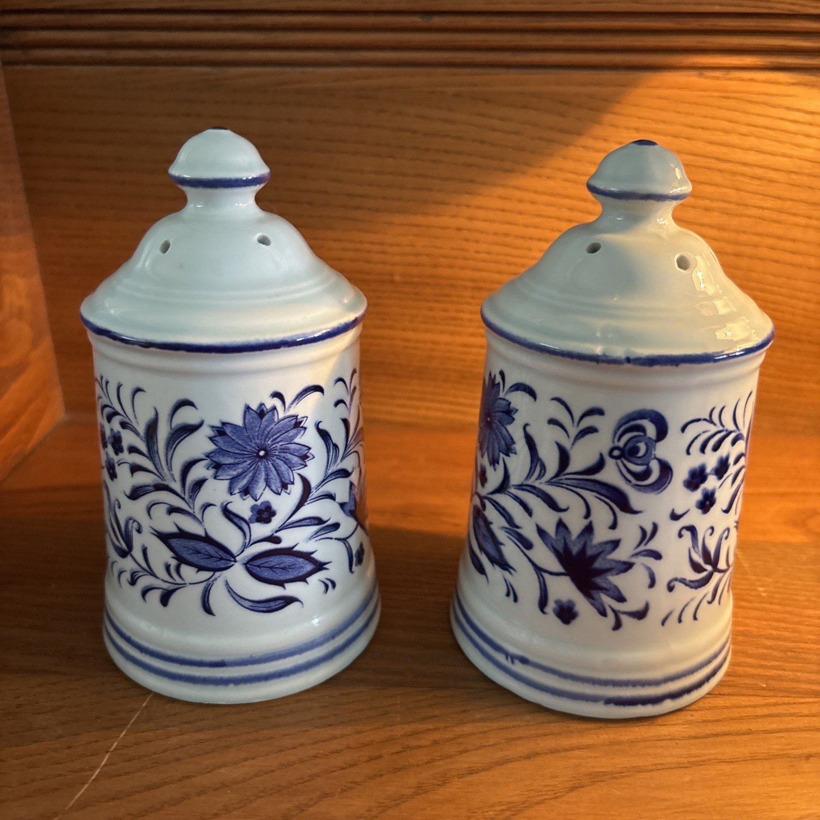 Vintage Blue Danube china Salt & Pepper Shakers 5” high Japan