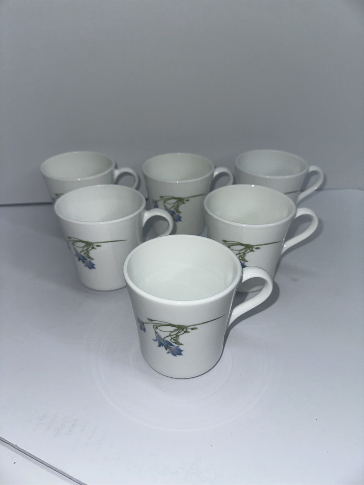 Vintage Corelle Corning Blue Dusk Coffee Cups Set of 6 Floral Green Purple
