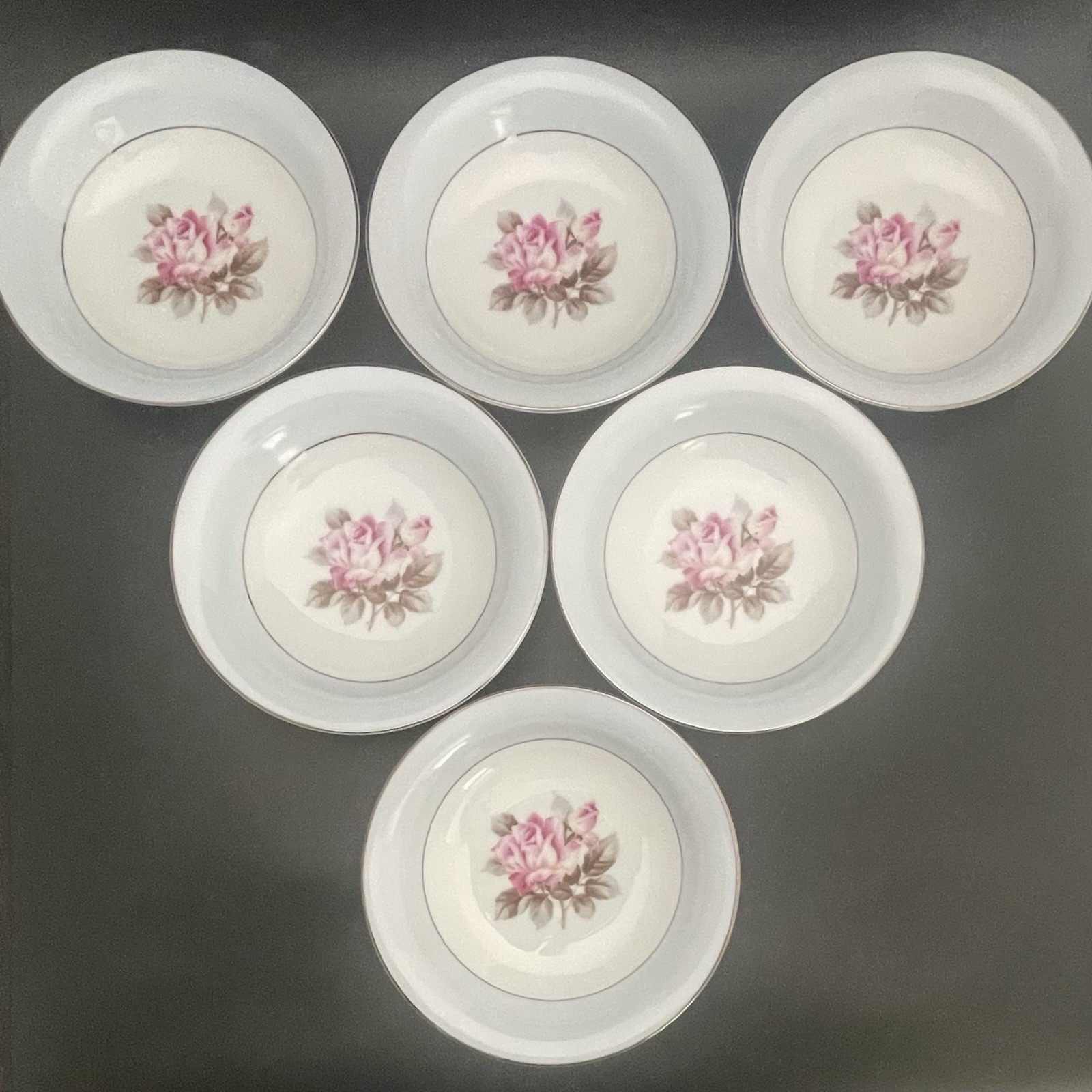 Noritake Nippon Toki Kaisha 1584 Rose Blue Platinum 46pc Dinnerware for 6 c1947