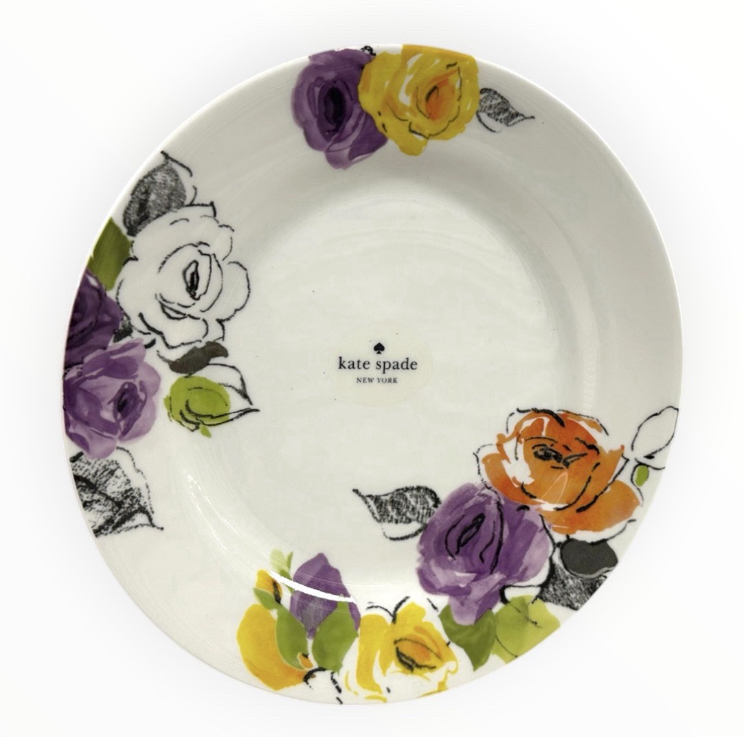 Kate Spade New York Charcoal Floral Dinner Plates Set of 2 Lenox 11.5”