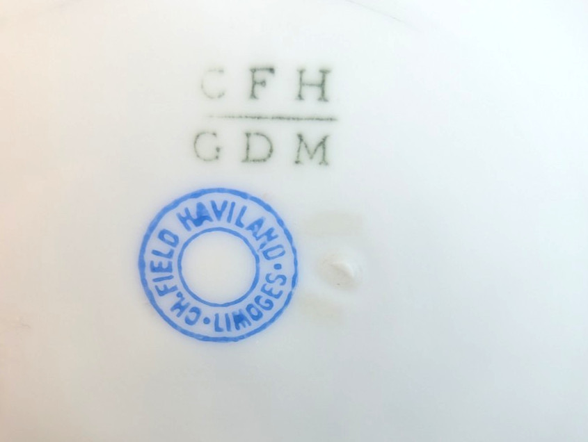 Antique Havilland Porcelain Teacup Saucer Set CFH GDM Limoges France 1890s