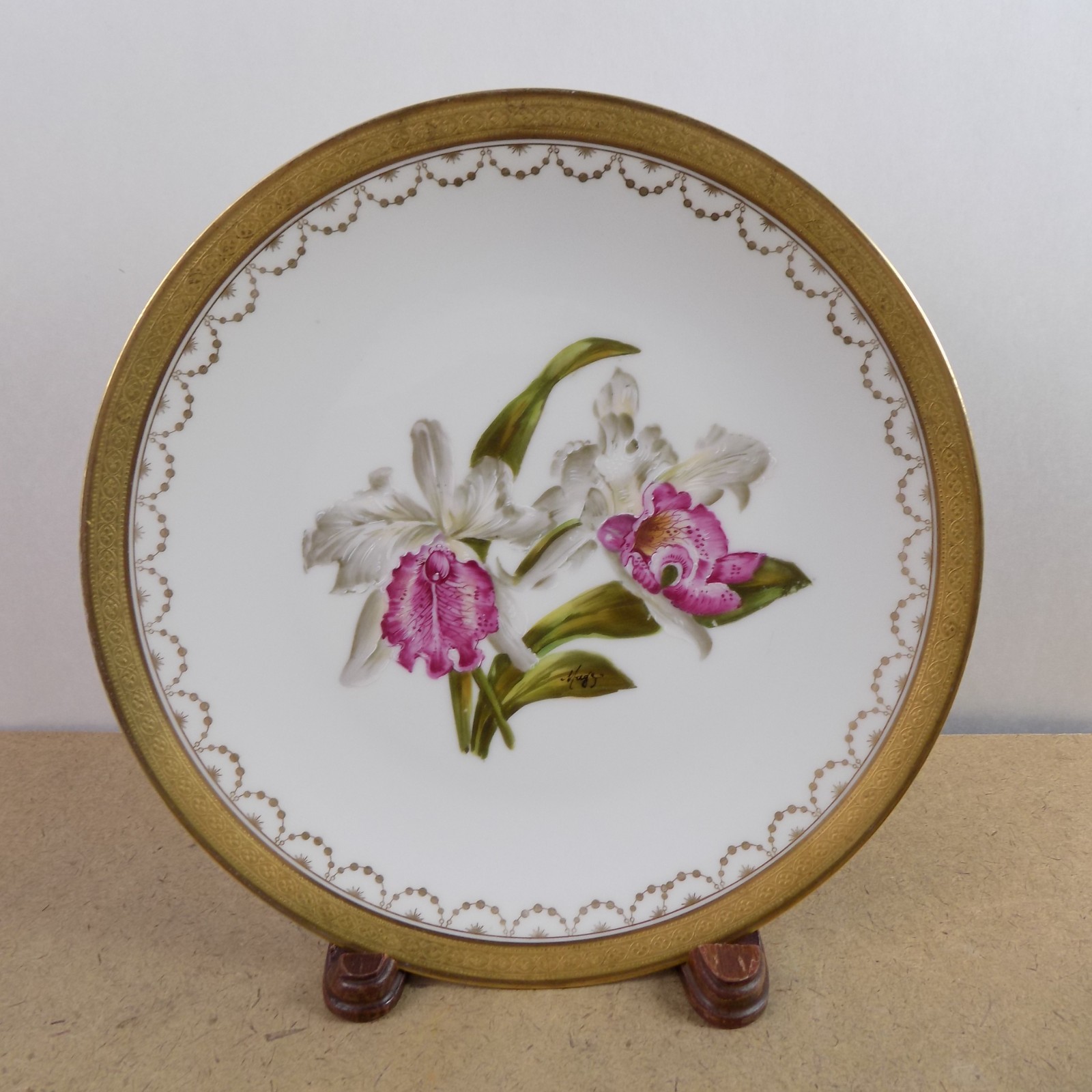 10 Antique T&V Limoges Hand Painted Botanical Plates Ovington Bros New York