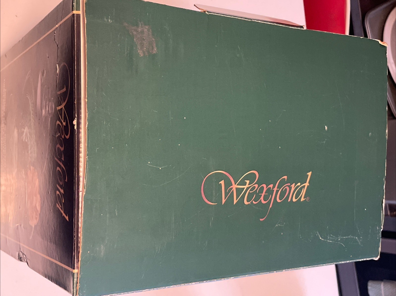 Anchor Hocking Vintage Wexford Glass Emerald Green Footed Cake Set w/Box
