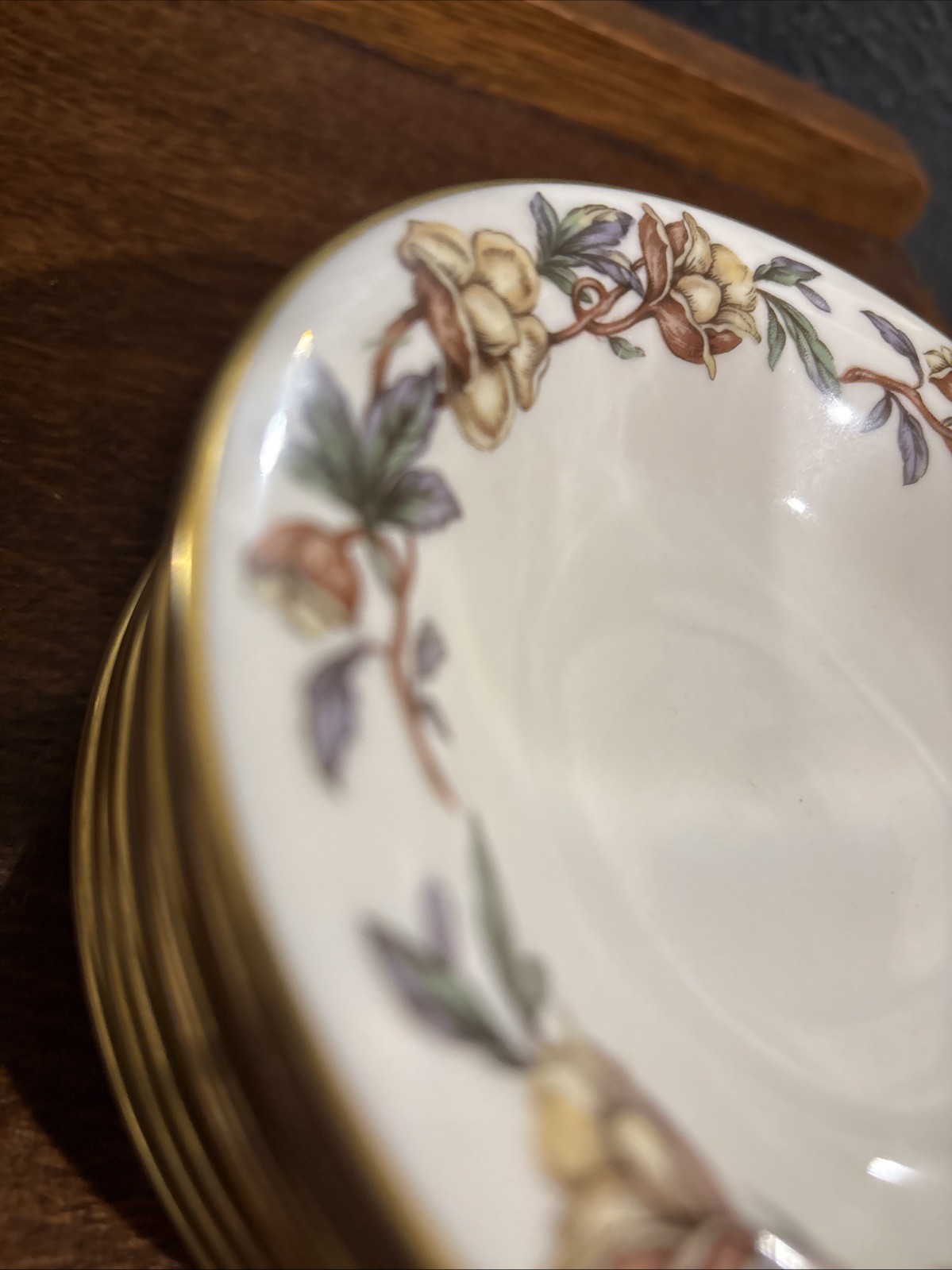 Flintridge USA Woodrose China Fruit/Dessert Bowls, Set Of Eight- 5 1/2 Inches