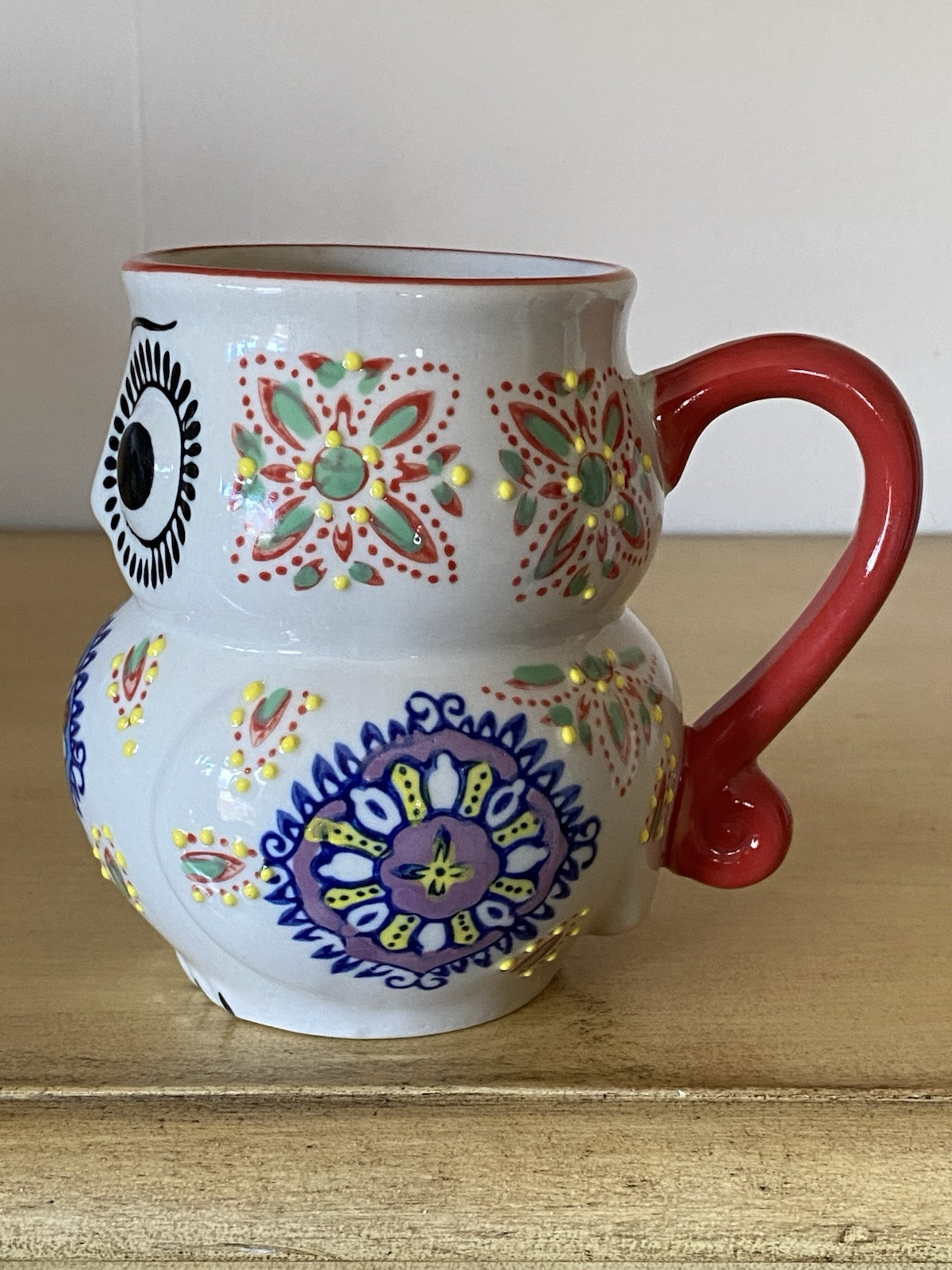 Yokohama Studios Hand Painted Owl Coffee Mug 3D Embossed 14oz