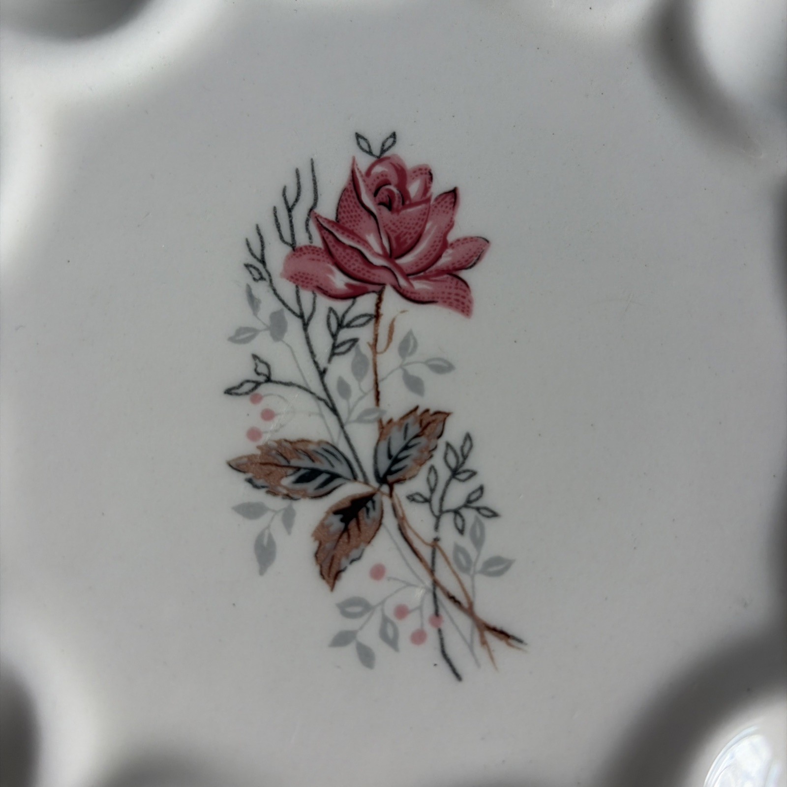 Vintage Ceramic Floral Deviled Egg Dish Plate Royal Rose Pink 9in Round