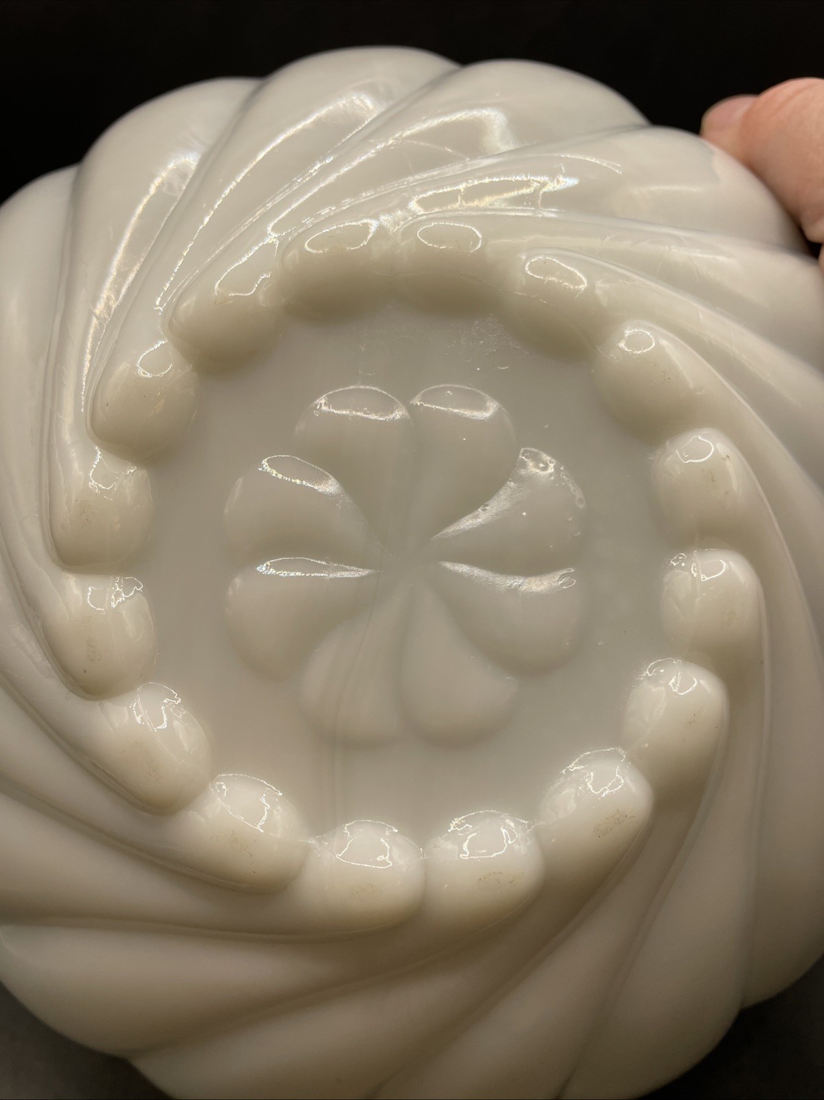 Vintage Milk Glass Fluted Swirl Decorative Serving Bowl 9×3