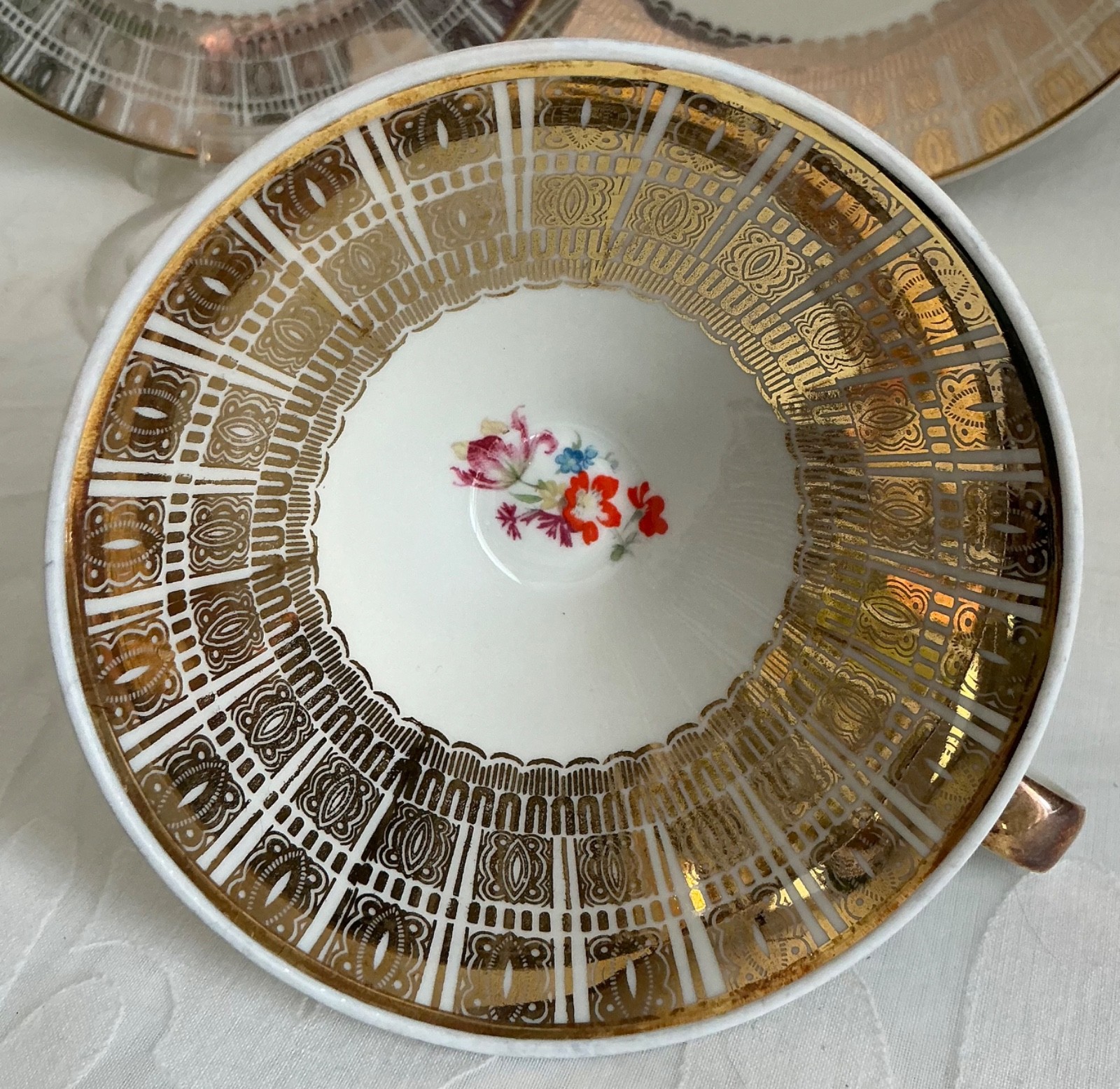 Vtg 3-pc Set Mitterteich Bavaria Porcelain Teacup Saucer Mid Century Germany