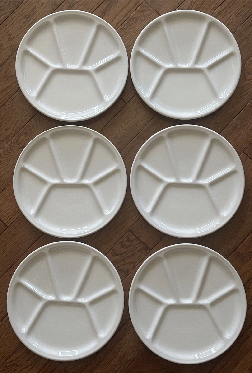6 Williams Sonoma VARAGES White Fondue Sushi Dish Divided Plates SET France NEW