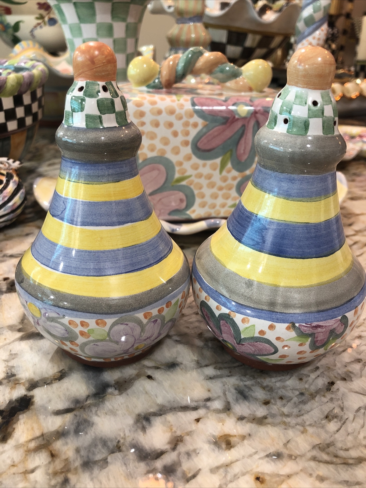 MacKenzie-Childs Ceramic Myrtle Salt & Pepper Shakers 1 Set Of 2