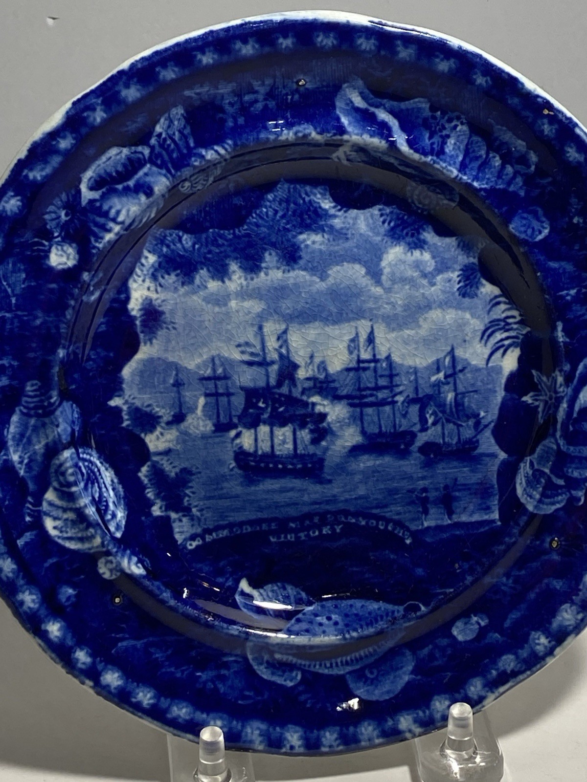 Historical Staffordshire Blue Plate Macdonough’s Victory By Wood 1812