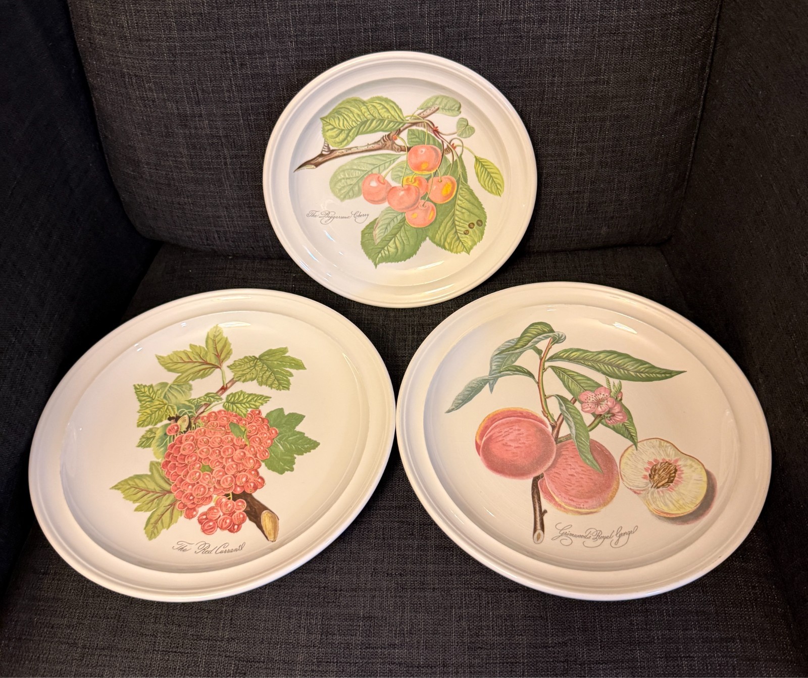 Portmeirion Pomona 2 Dinner Plates Currant & Peach 1 Salad Cherry No Border Engl