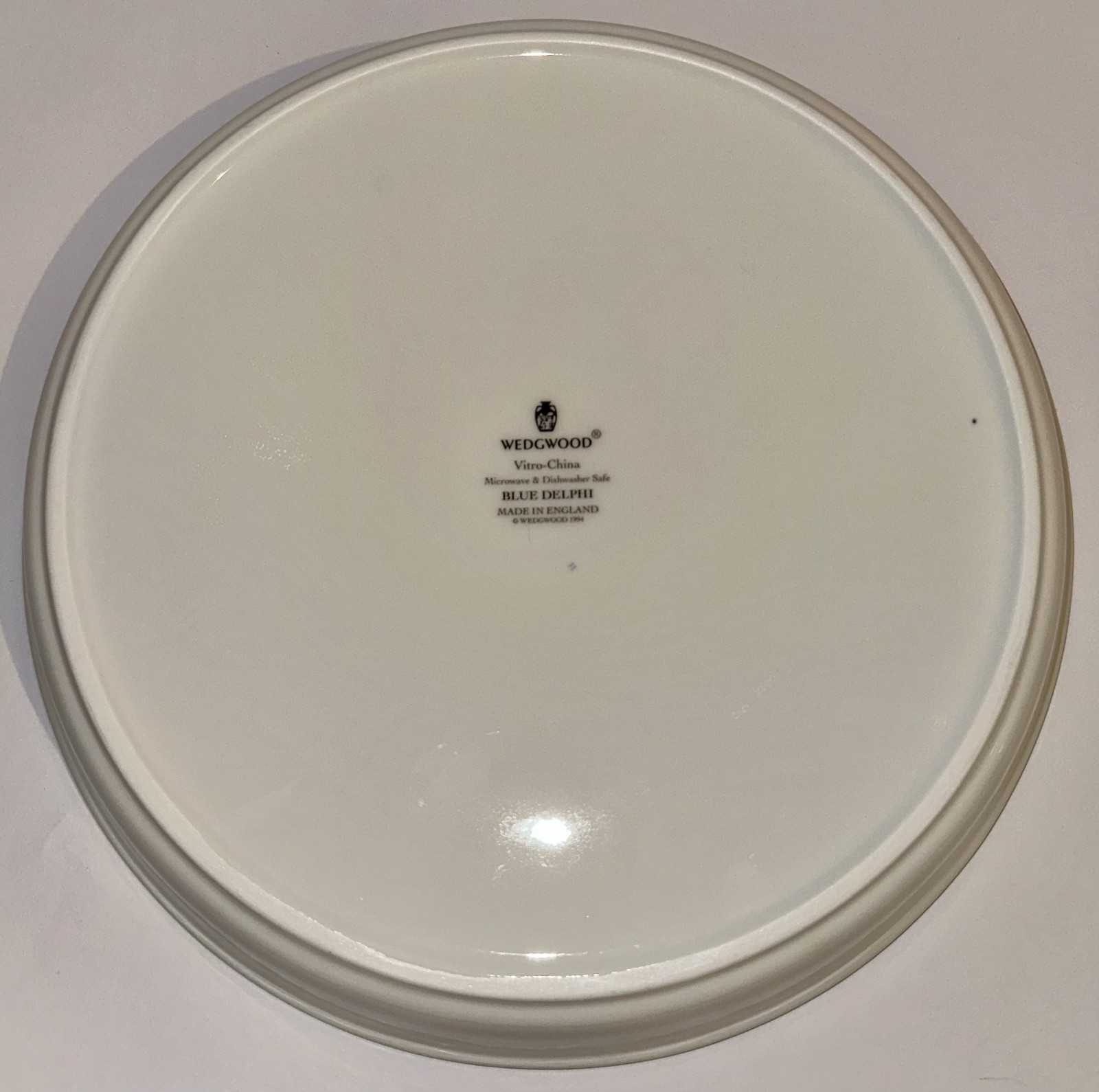 Wedgwood Blue Delphi Quiche / Pizza / Cake Serving Dish 11″ x 1.5″ England 1994