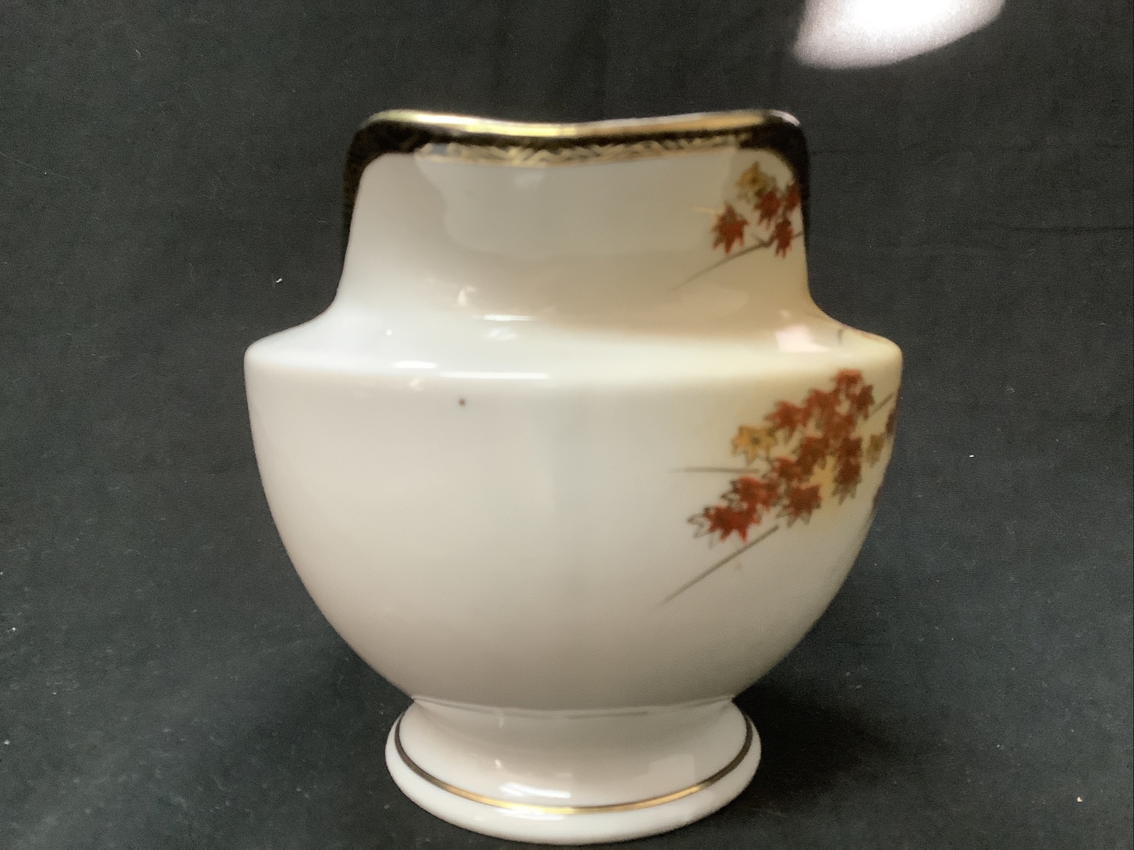 Vtg. Hand Painted Porcelain Creamer, Red/Gold Flowers, Made in Occupied Japan