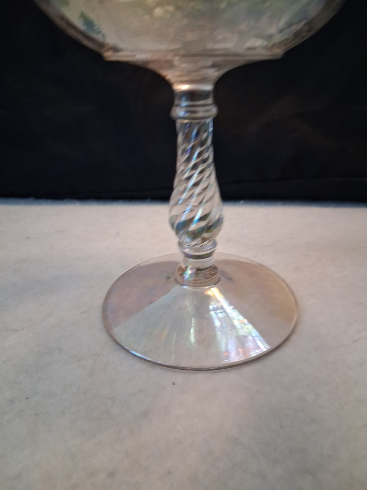 Vintage Fostoria Paradise Iridescent Brocade orchid tall compote candy dish
