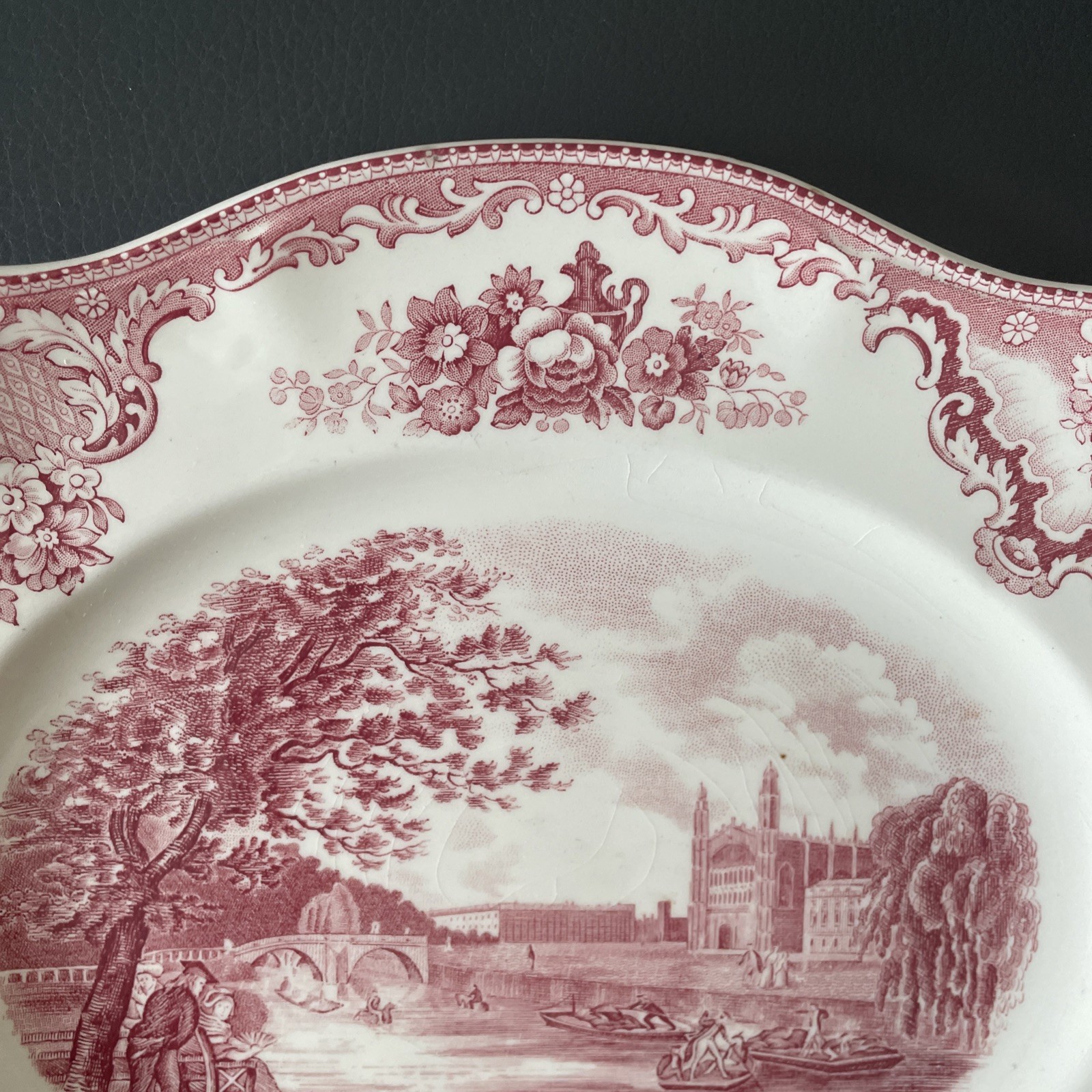 Johnson Brothers Old Britain Castles Cambridge Pink Transferware Platter 12″
