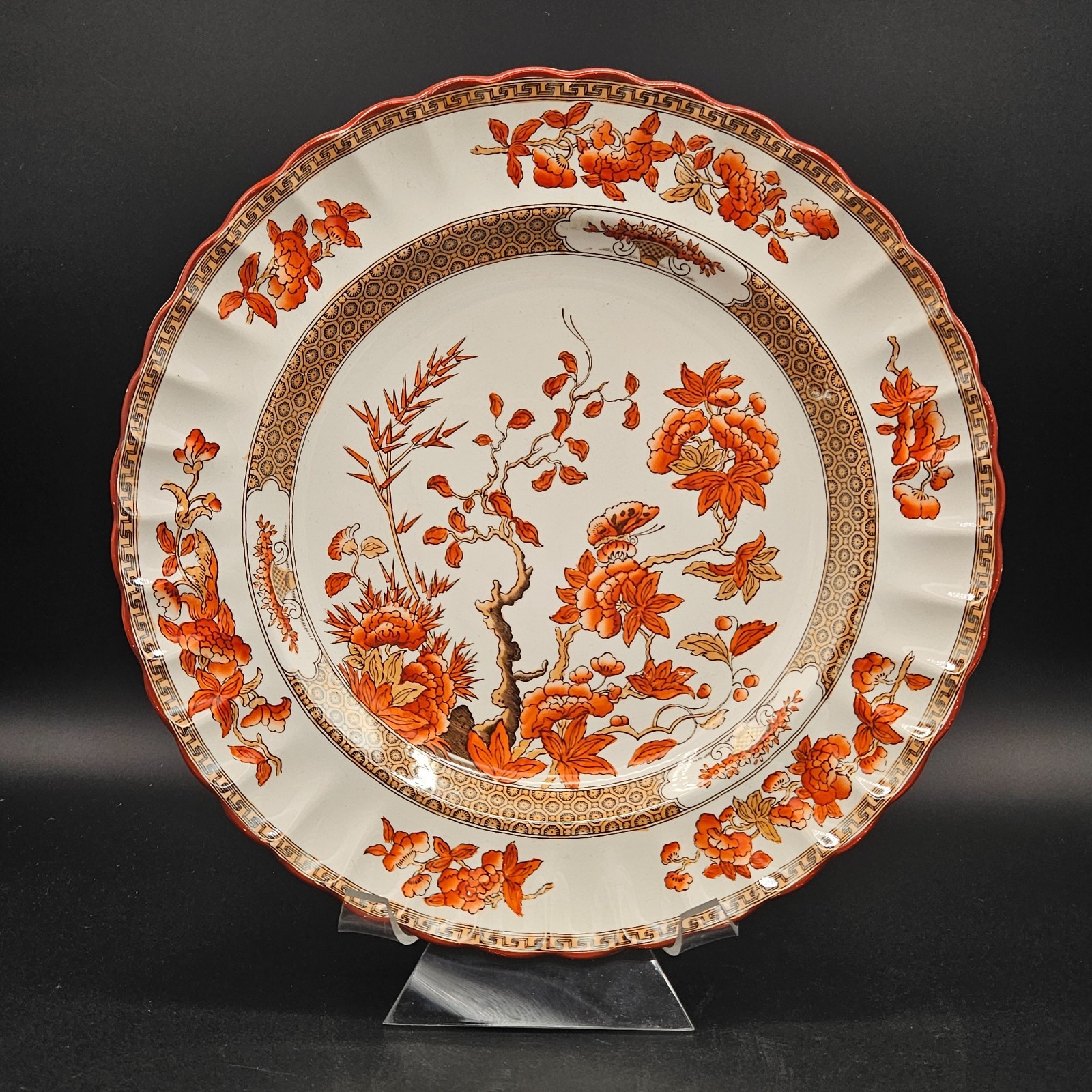 Copeland Spode England Indian Tree (Orange Rust, Scallop, Red Trim ) 10-3/8 Inch