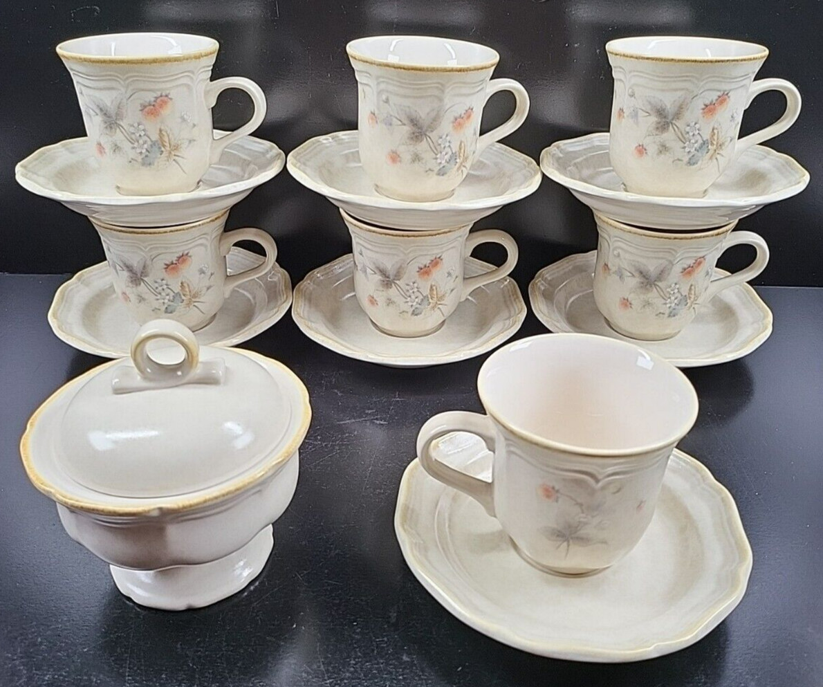 16 Pc Mikasa Berry Vale Cups Saucers Sugar Set Vintage Floral FG000/1 Japan Lot