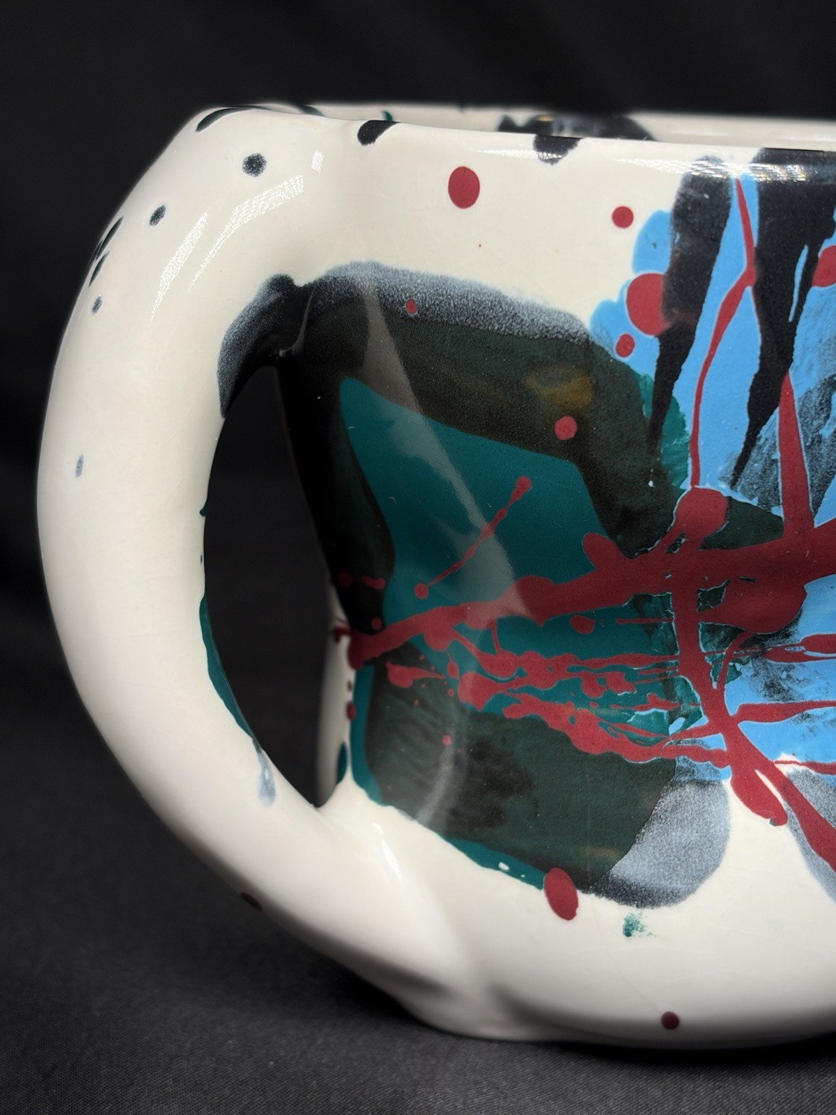 RARE CHARLES NALLE Studio Art Pottery Mug ABSTRACT Contemporary Splatter Multi