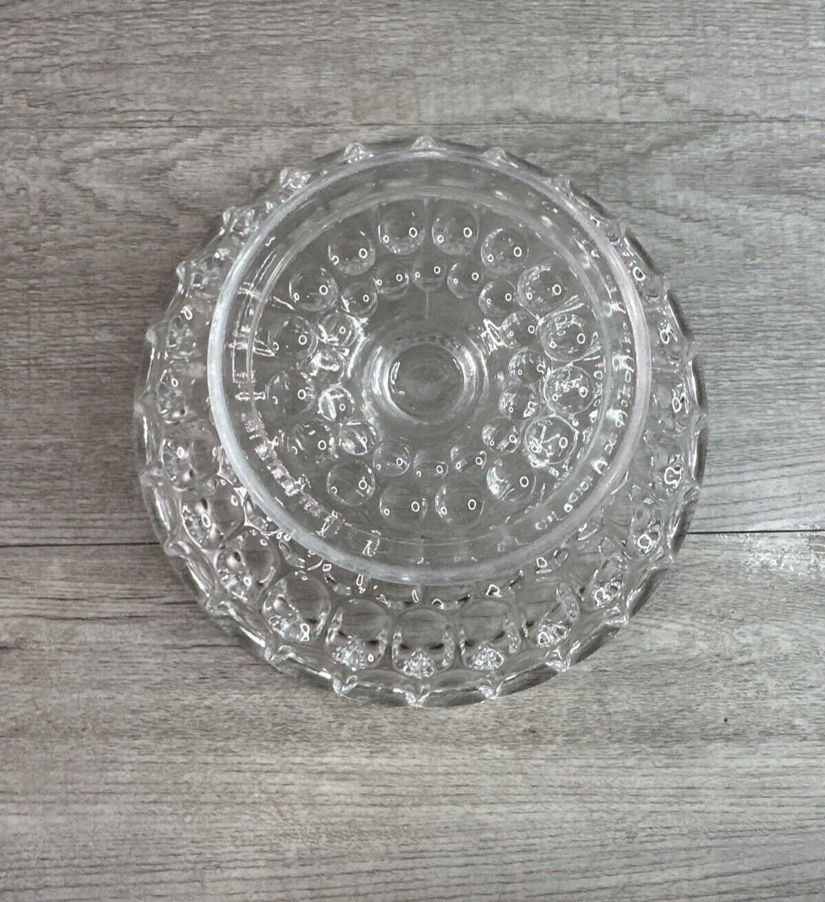Vintage Unmarked Candy Dish Pedestal Bowl Thumbprint Pattern Clear Glass