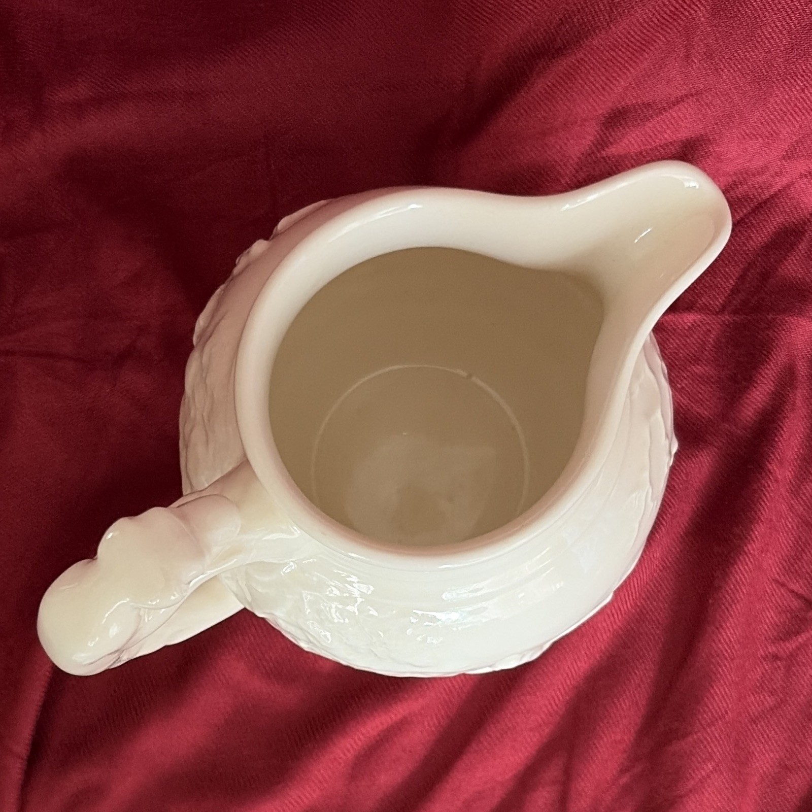Wedgwood White Hunting Scene Embossed Ceramic Pitcher w/ Dog Handle