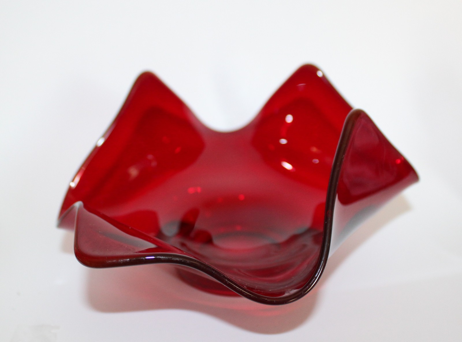 RUBY RED CANDY DISH UNIQUE SHAPE