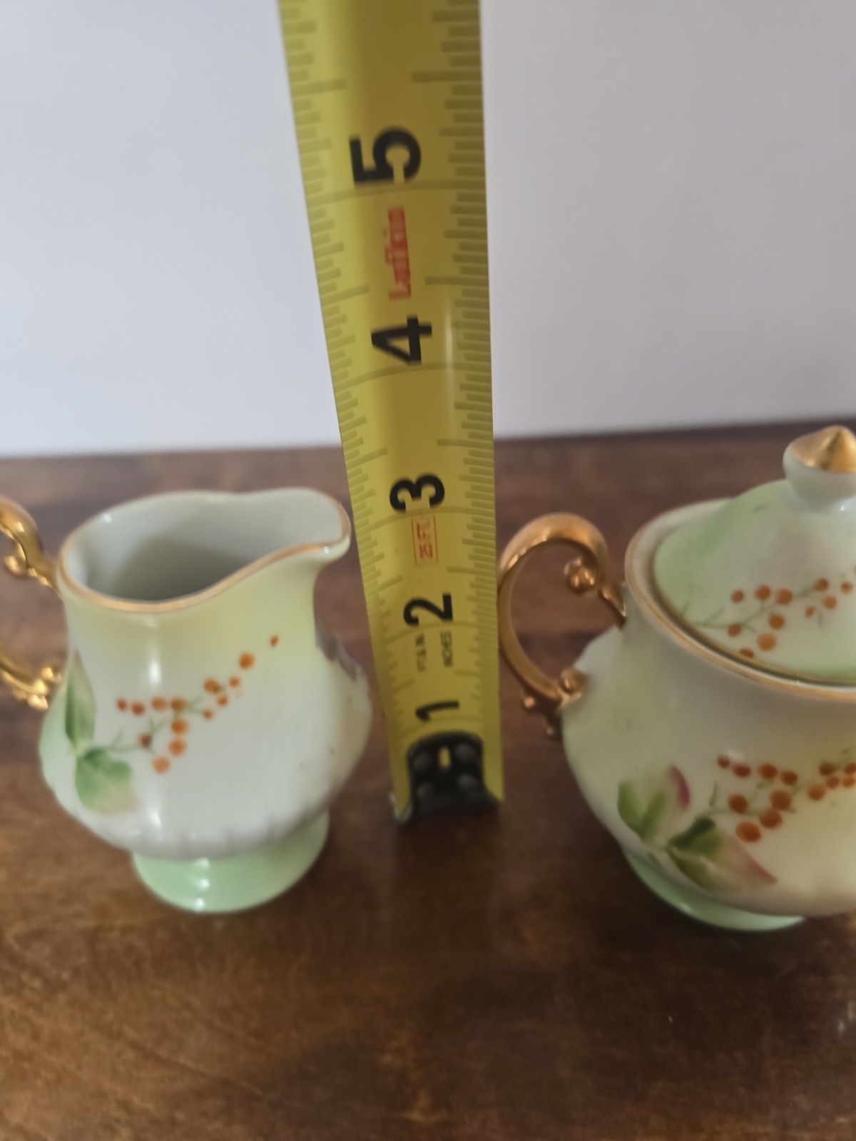 Vintage Japan Floral Sugar Bowl And Creamer Set Hand Painted Flowers
