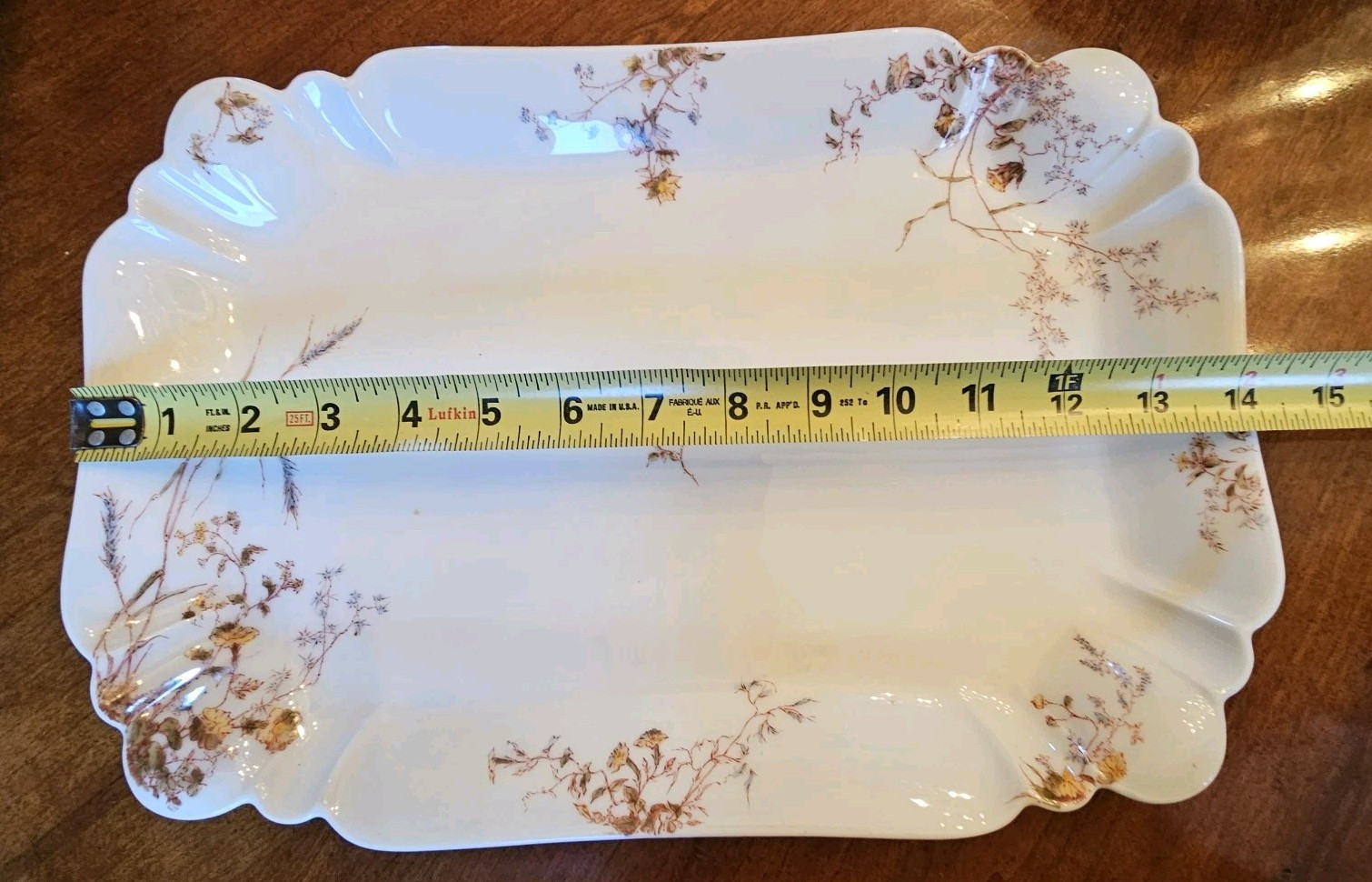14″ Haviland Limoges Blue Green Yellow Rose Rust Gold Platter Tray Schleiger 266
