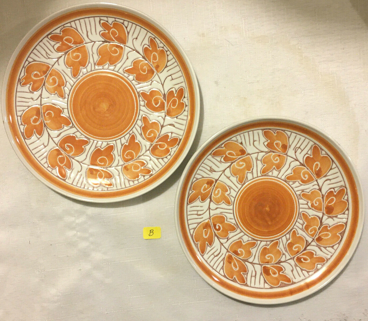 Set of 2 Elle Keramikk Handmade MCM Art Pottery Plate Scandinavian Signed Norway