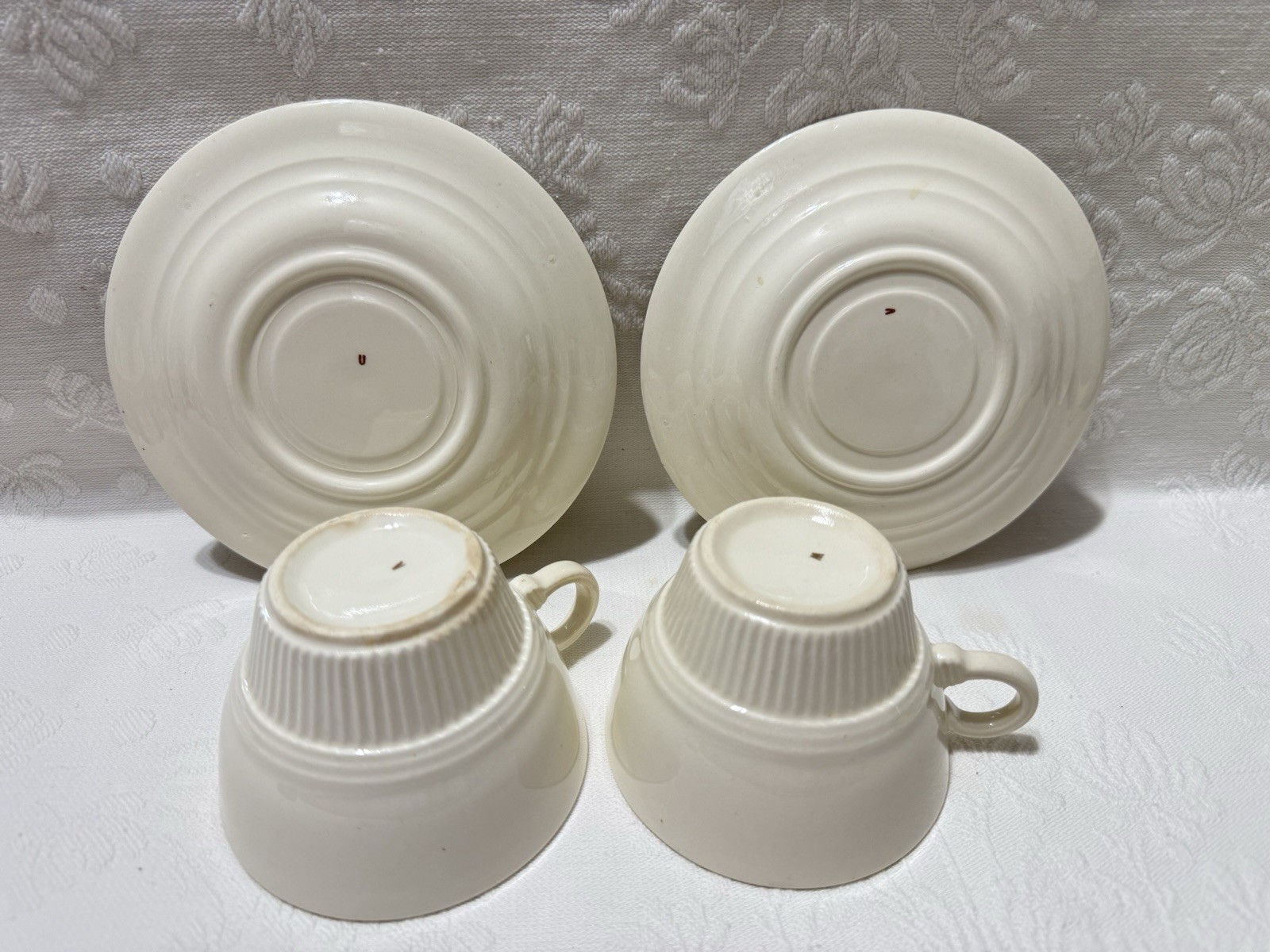 (2) Salem “INDIAN TREE” Victory Shape (Plain Ribbed Trim)-Cup & Saucer Sets