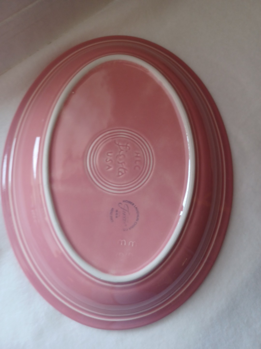 1 Vintage Out Dated Color Of Rose Pink Oval Platter 12inx 9in