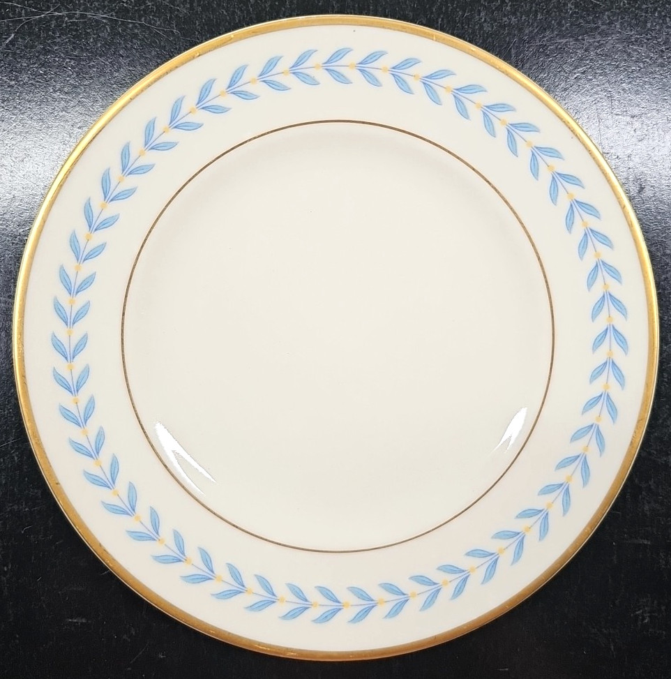 12 Syracuse China Sherwood Bread Plate Set Vintage Old Ivory Blue Laurel MCM Lot