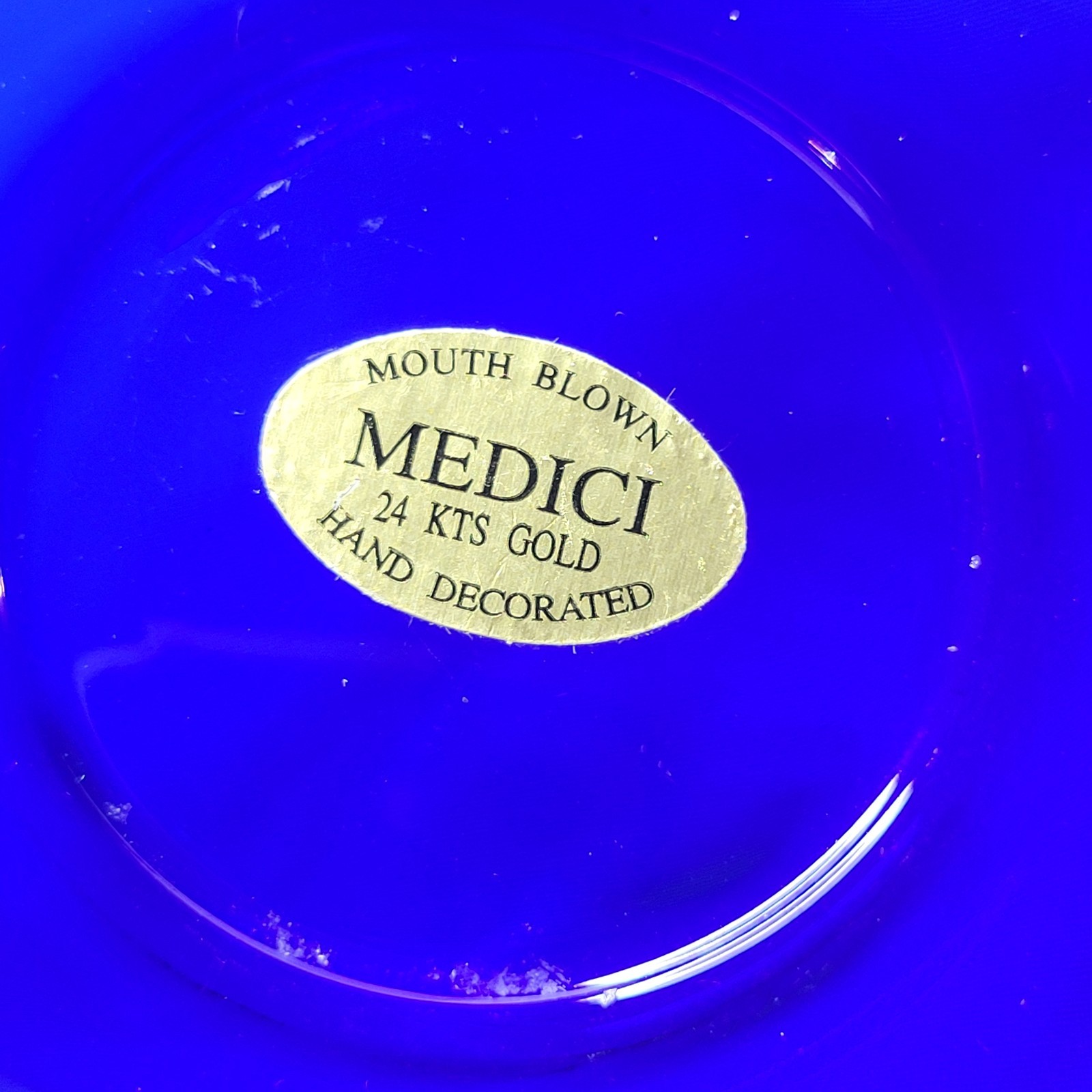 Medici Cobalt Blue mouth Blown Bowls Gold Rim 5.5″ 24k gold rim Lot of 5