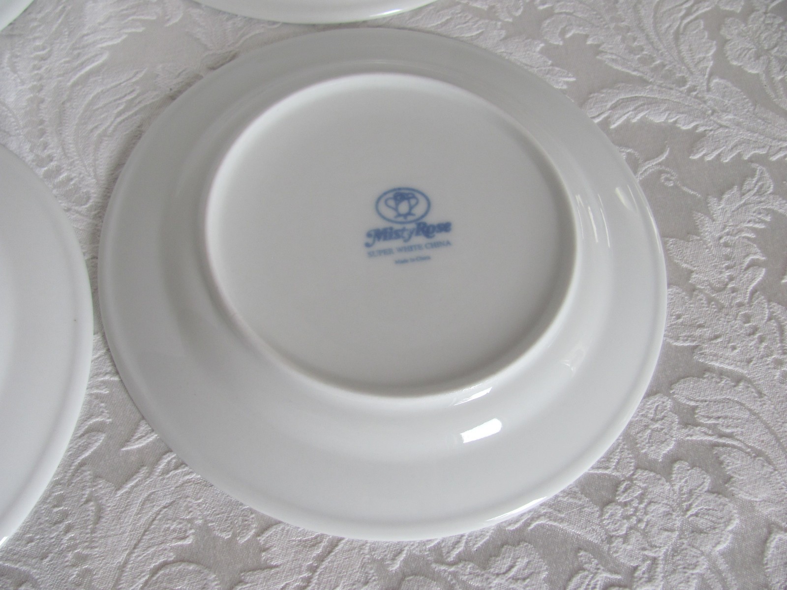 Misty Rose Super White China Blue Koi Fish -7 7/8″ Salad Plates- Set of 4