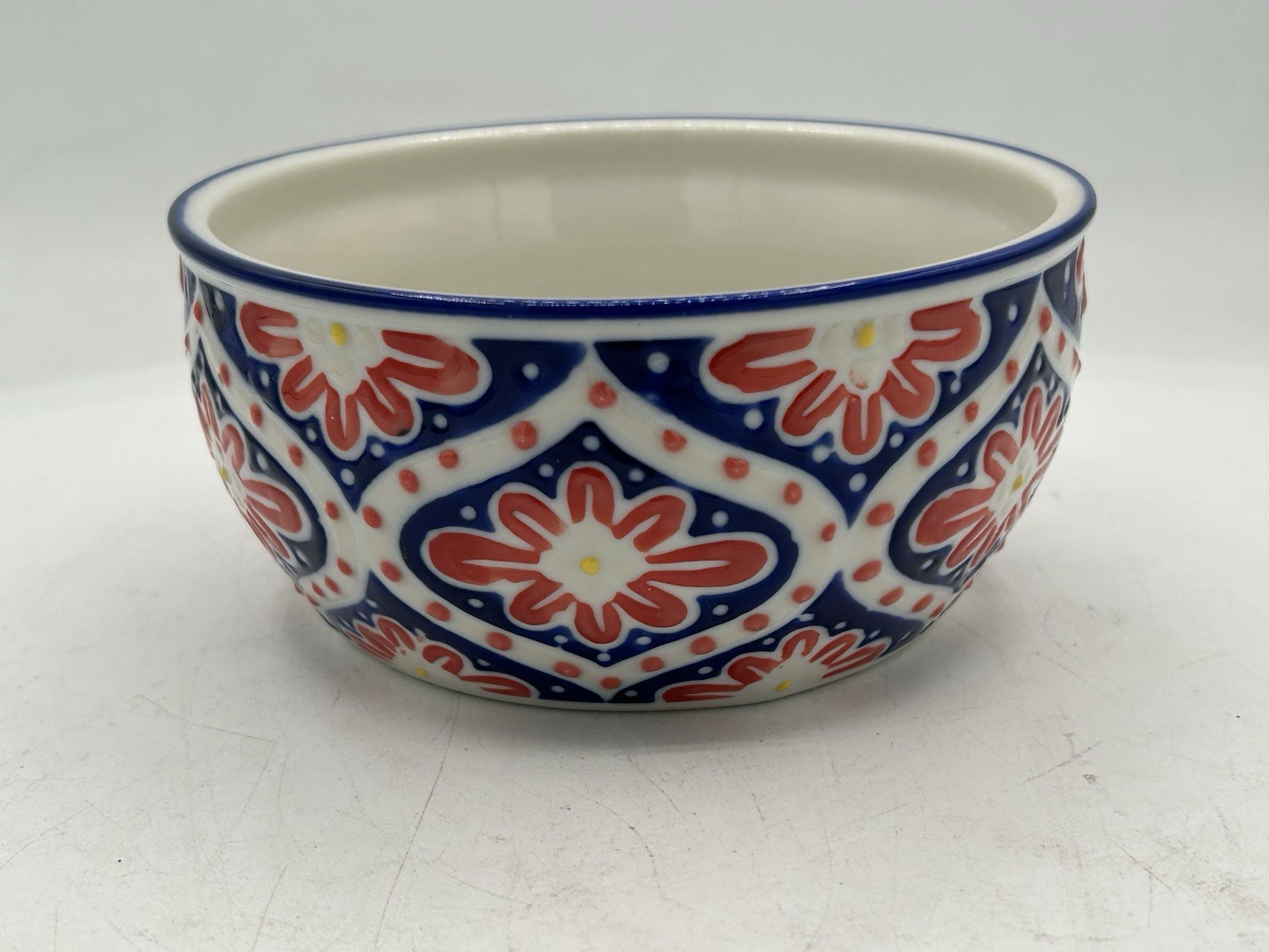 Porcelain Yokohama Studio Hand Painted Bowl w/Raised Dots Hot/Cold Noodles Rice